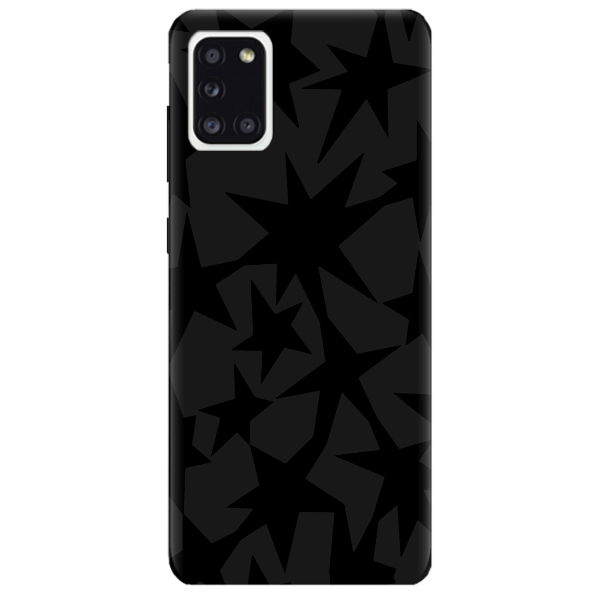 Чехол для Samsung Galaxy A31 черный матовый soft touch Black stars - фото 1 Чехол для Samsung Galaxy A31 черный матовый soft touch Black stars - фото 1 - Чехлы для телефонов