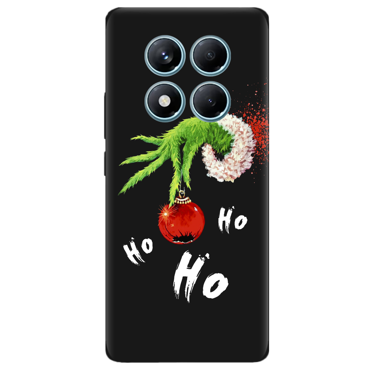 Чохол для Xiaomi Redmi Note 14 Pro 4G чорний матовий soft touch Grinch HO HO HO - фото 1 Чохол для Xiaomi Redmi Note 14 Pro 4G чорний матовий soft touch Grinch HO HO HO - фото 1 - Чохли для телефонів