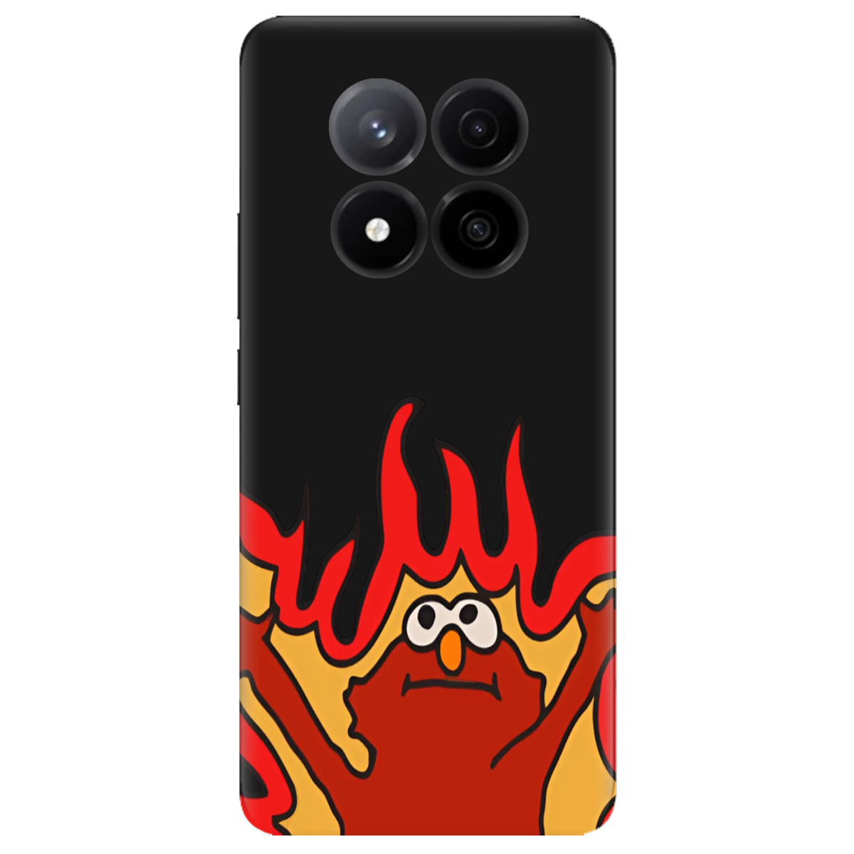 Чохол для Xiaomi Redmi Note 14 Pro + 5G чорний матовий soft touch Хаос у вогні - фото 1 - Чохли для телефонів