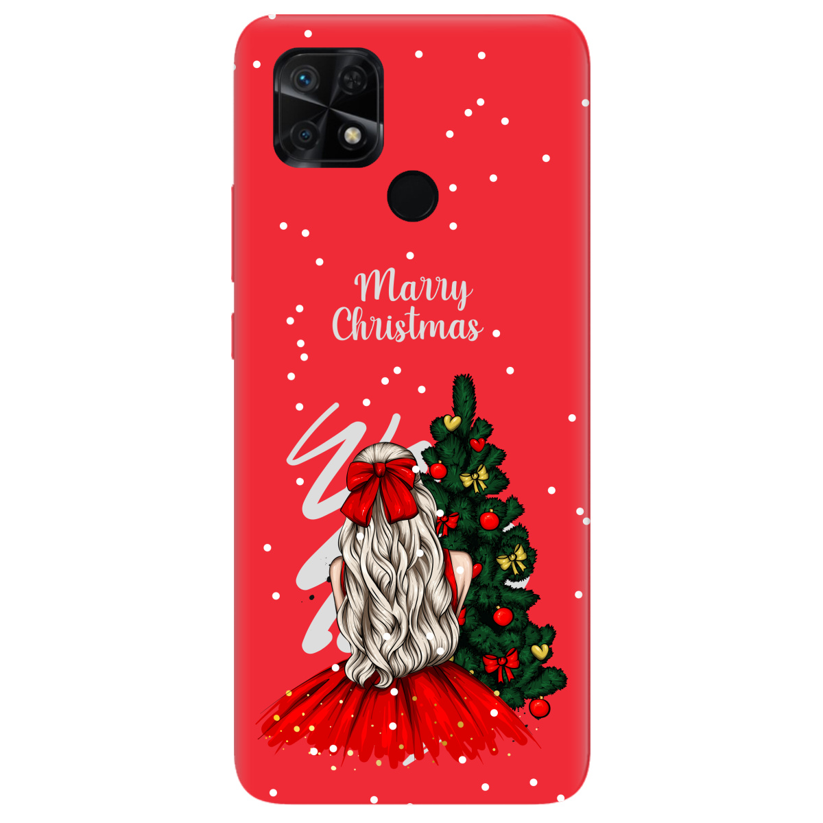 Чохол для Xiaomi Redmi 10C яскраво-червоний матовий soft touch Beautiful christmas - фото 1 - Чохли для телефонів