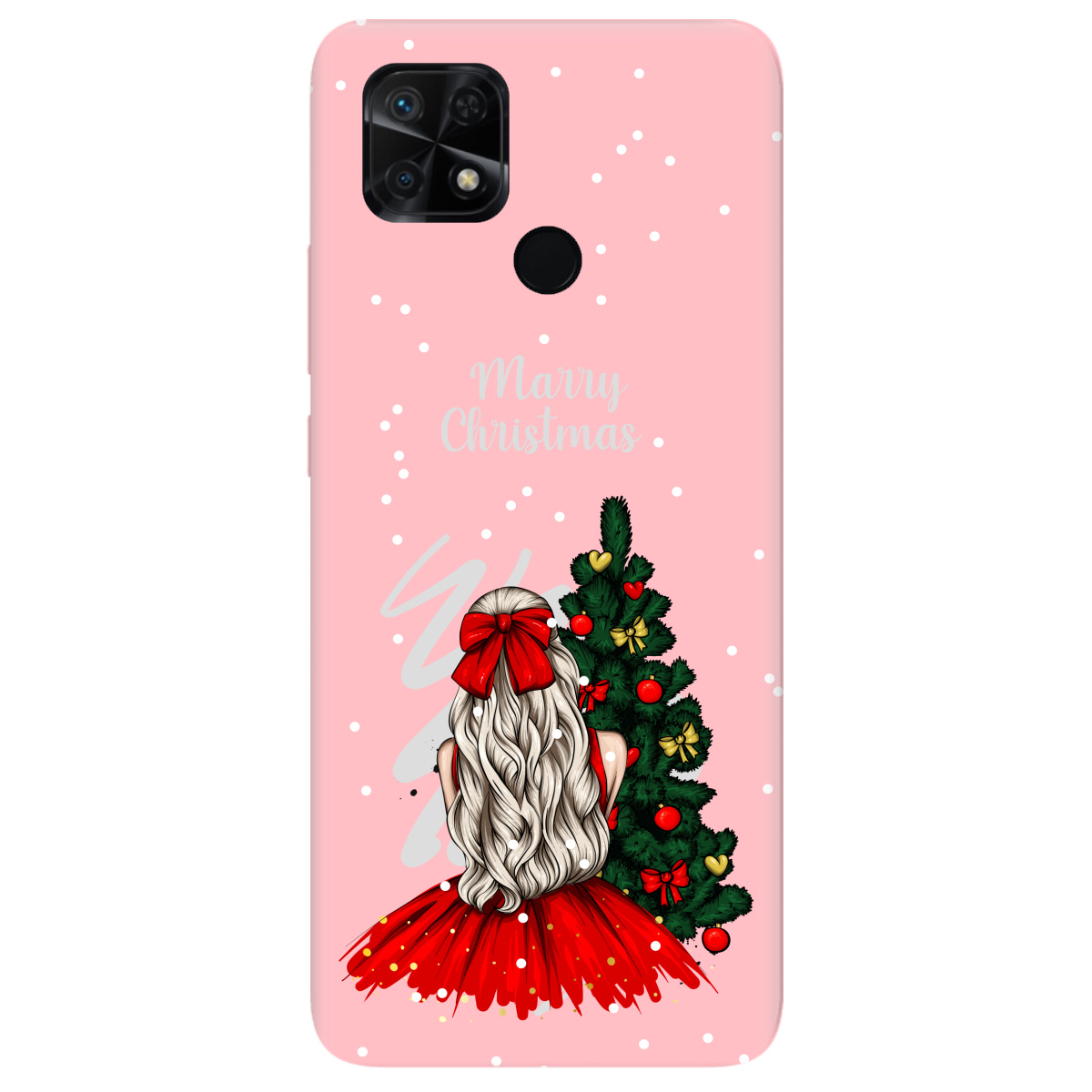Чехол для Xiaomi Redmi 10C нежно-розовый матовый soft touch Beautiful christmas - фото 1 - Чехлы для телефонов