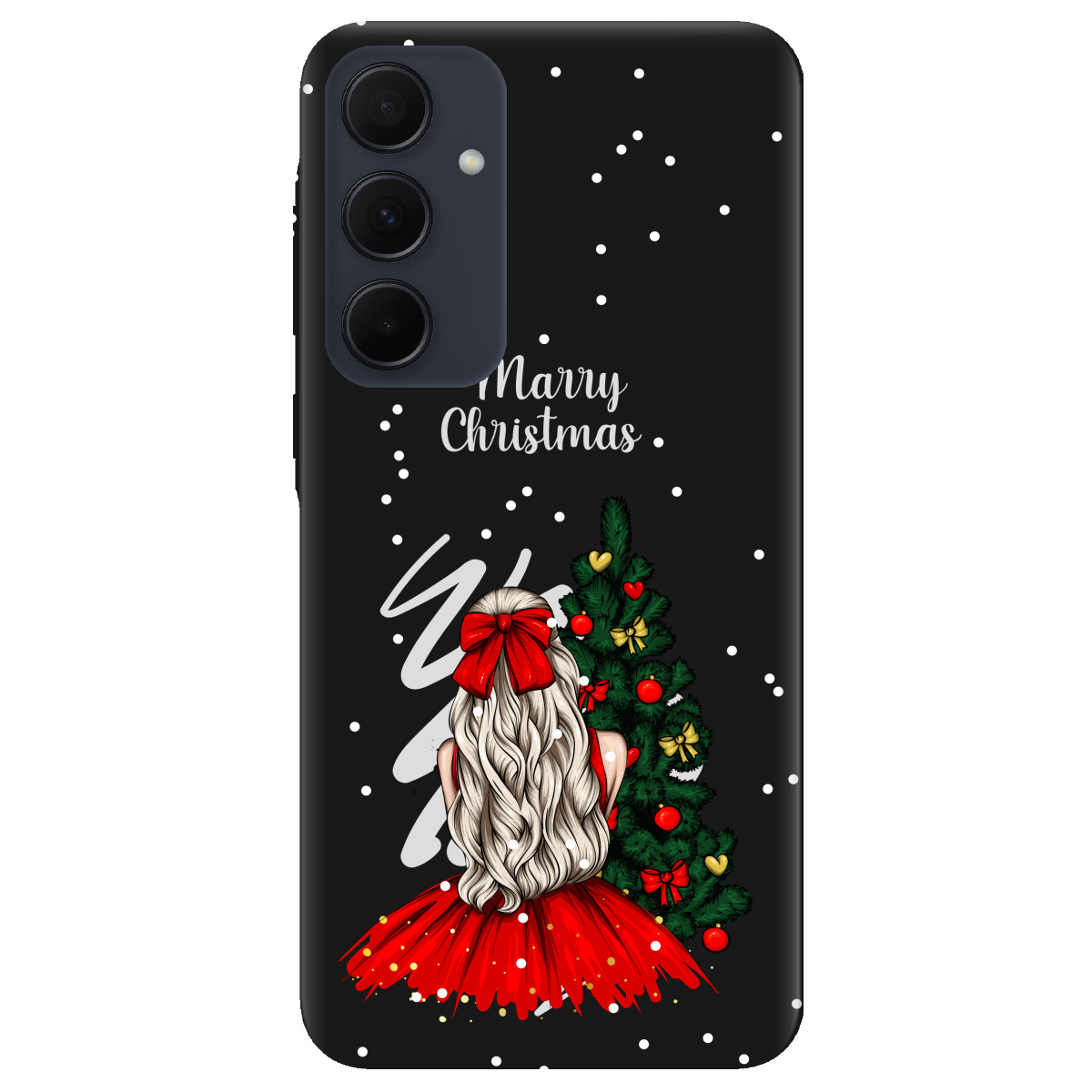 Чехол для Samsung Galaxy A35 черный матовый soft touch Beautiful christmas - фото 1 - Чехлы для телефонов