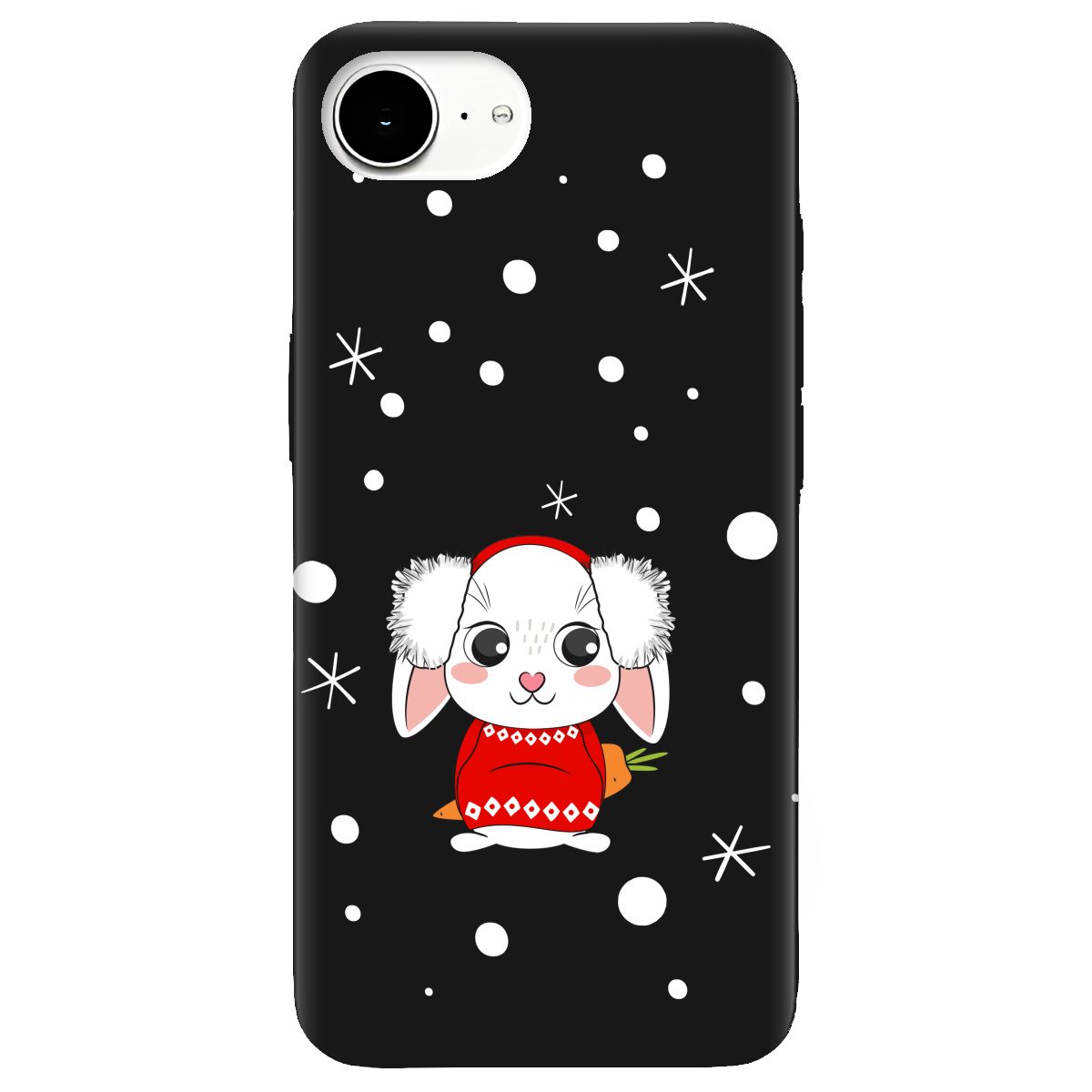 Чехол для Apple iPhone 16e черный матовый soft touch My bunny - фото 1 - Чехлы для телефонов