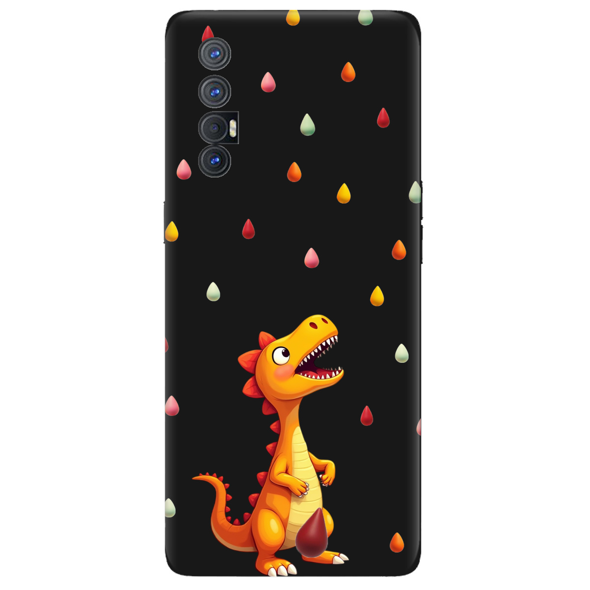 Чохол для Oppo Reno 3 Pro 4G чорний матовий soft touch Грайливий динозаврик (black) - фото 1 - Чохли для телефонів