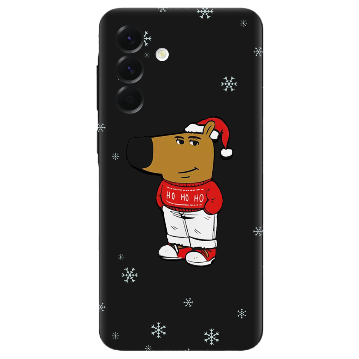 Чохол для Samsung Galaxy A56 5G чорний матовий soft touch Chill Guy Santa - фото 1 - Чохли для телефонів