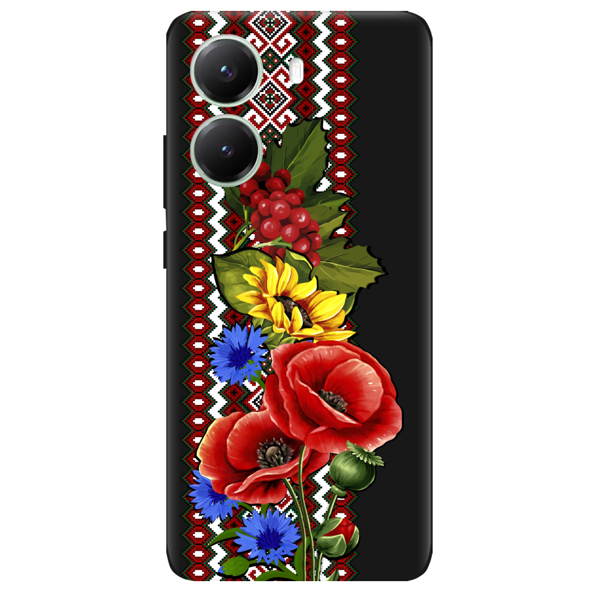 Чохол для Xiaomi Poco X7 Pro чорний матовий soft touch Ukraine ornament - фото 1 - Чохли для телефонів