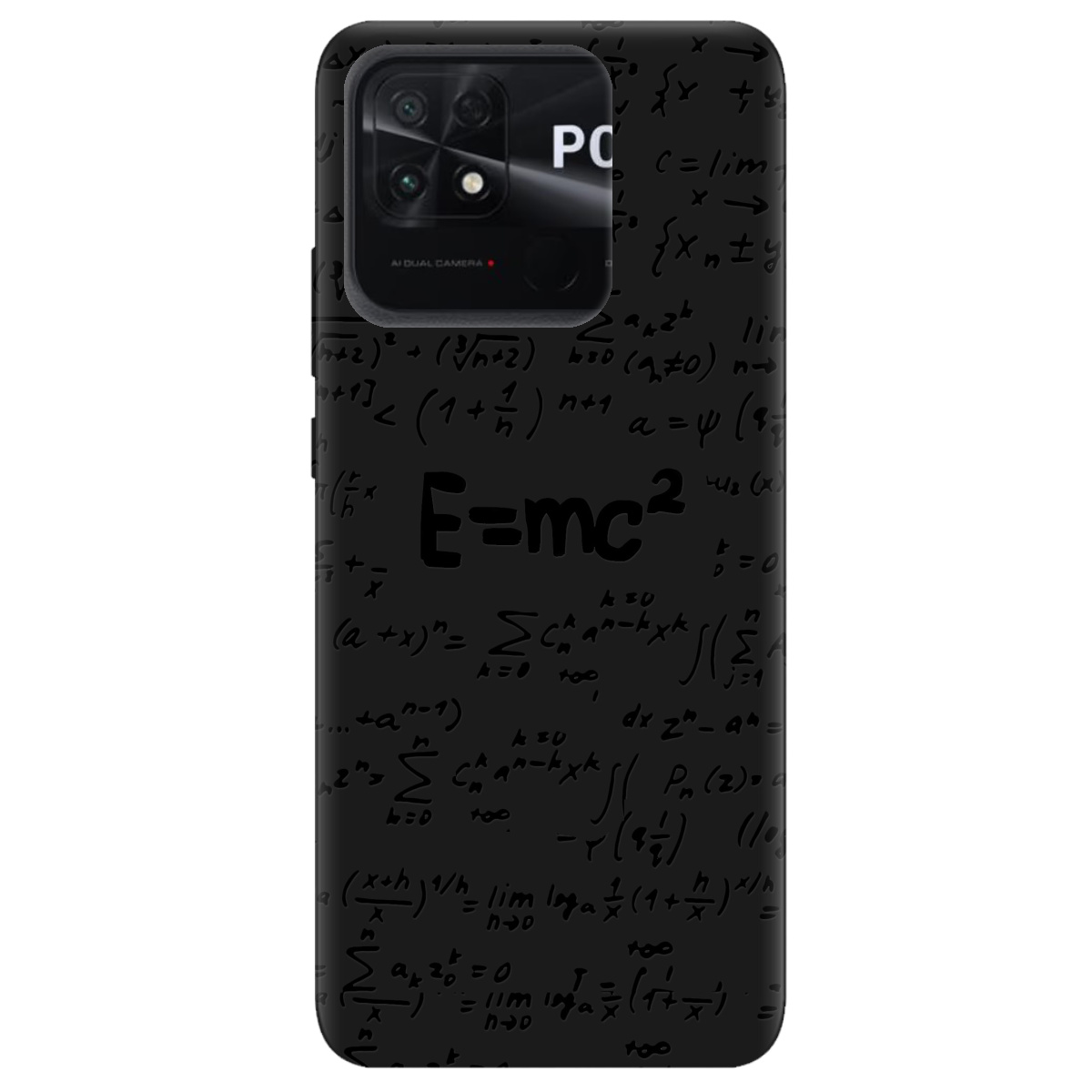 Чехол для Xiaomi Poco C40 черный матовый soft touch Black Einstein - фото 1 - Чехлы для телефонов