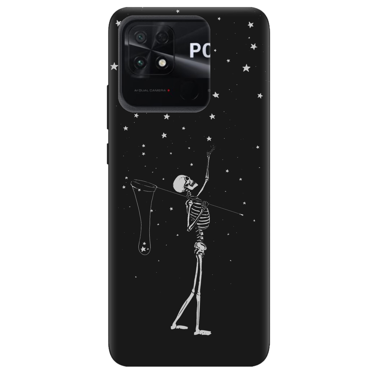 Чехол для Xiaomi Poco C40 черный матовый soft touch Stars night - фото 1 - Чехлы для телефонов