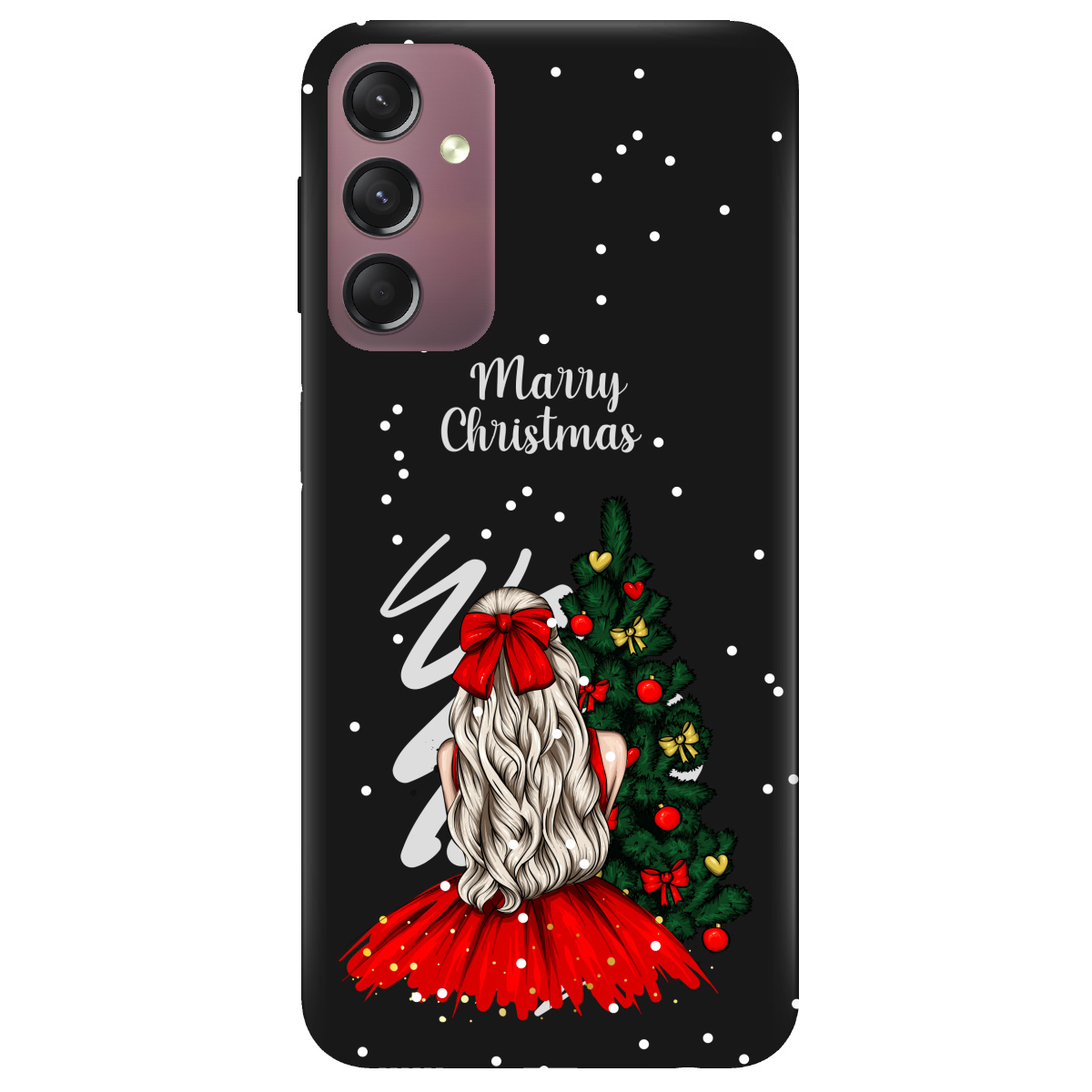 Чехол для Samsung Galaxy A05s черный матовый soft touch Beautiful christmas - фото 1 - Чехлы для телефонов