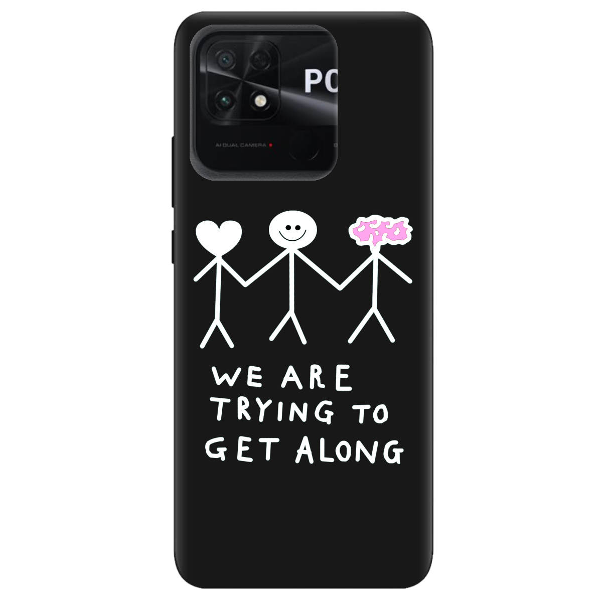 Чохол для Xiaomi Poco C40 чорний матовий soft touch We are trying - фото 1 - Чохли для телефонів