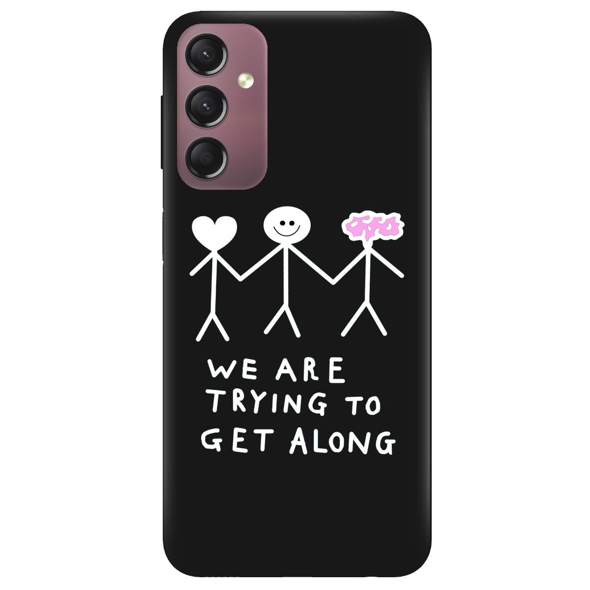 Чехол для Samsung Galaxy A05s черный матовый soft touch We are trying - фото 1 Чехол для Samsung Galaxy A05s черный матовый soft touch We are trying - фото 1 - Чехлы для телефонов