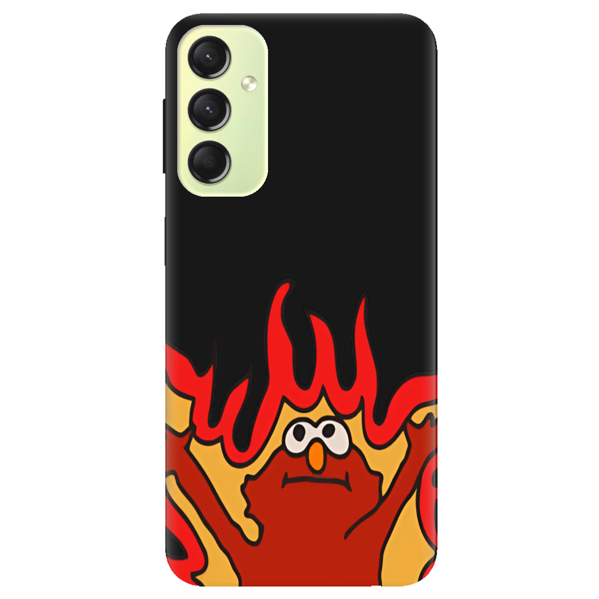 Чехол для Samsung Galaxy A24 4G черный матовый soft touch Хаос у вогні - фото 1 - Чехлы для телефонов