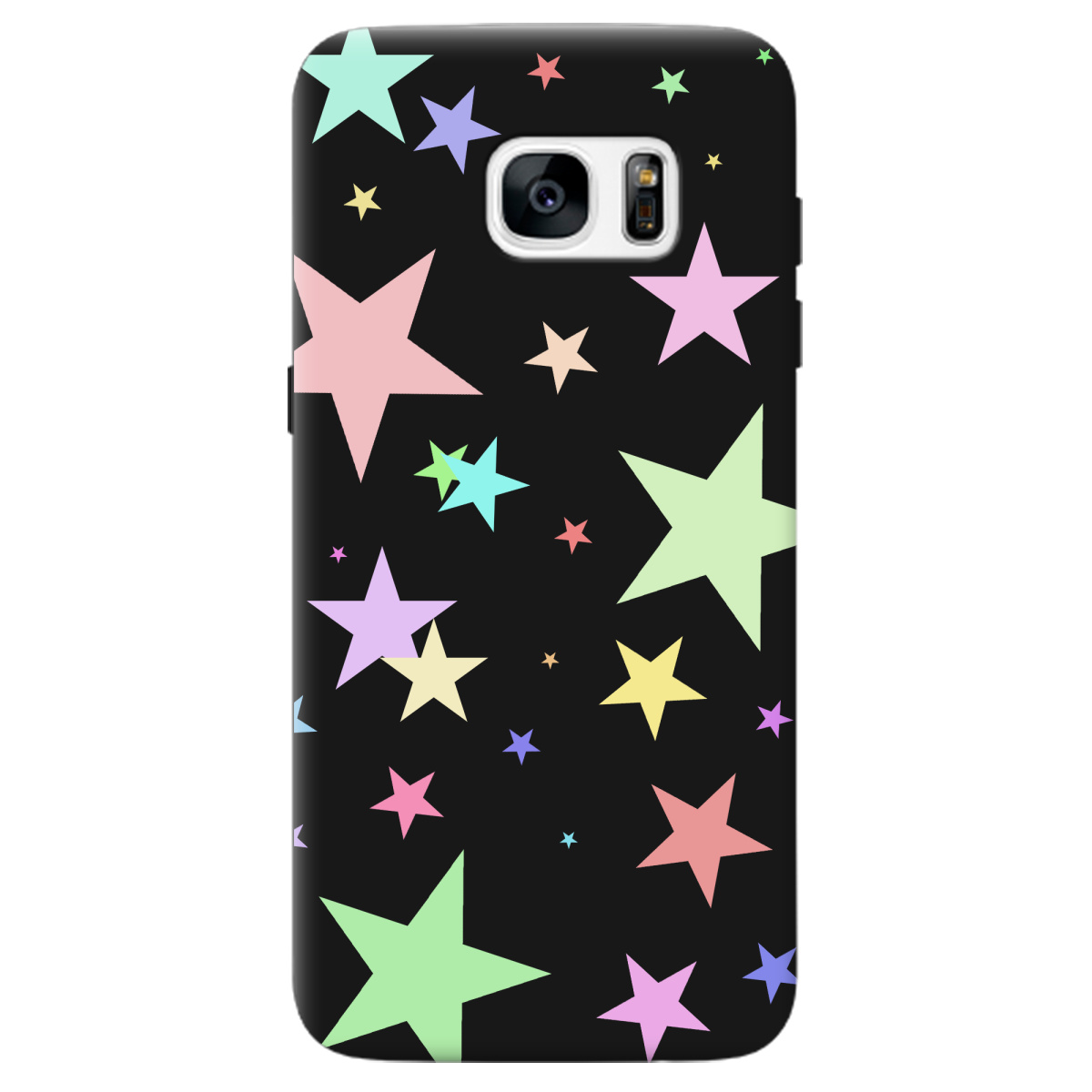 Чохол для Samsung Galaxy S7 Edge чорний матовий soft touch Яскраві зірки (black) - фото 1 Чохол для Samsung Galaxy S7 Edge чорний матовий soft touch Яскраві зірки (black) - фото 1 - Чохли для телефонів