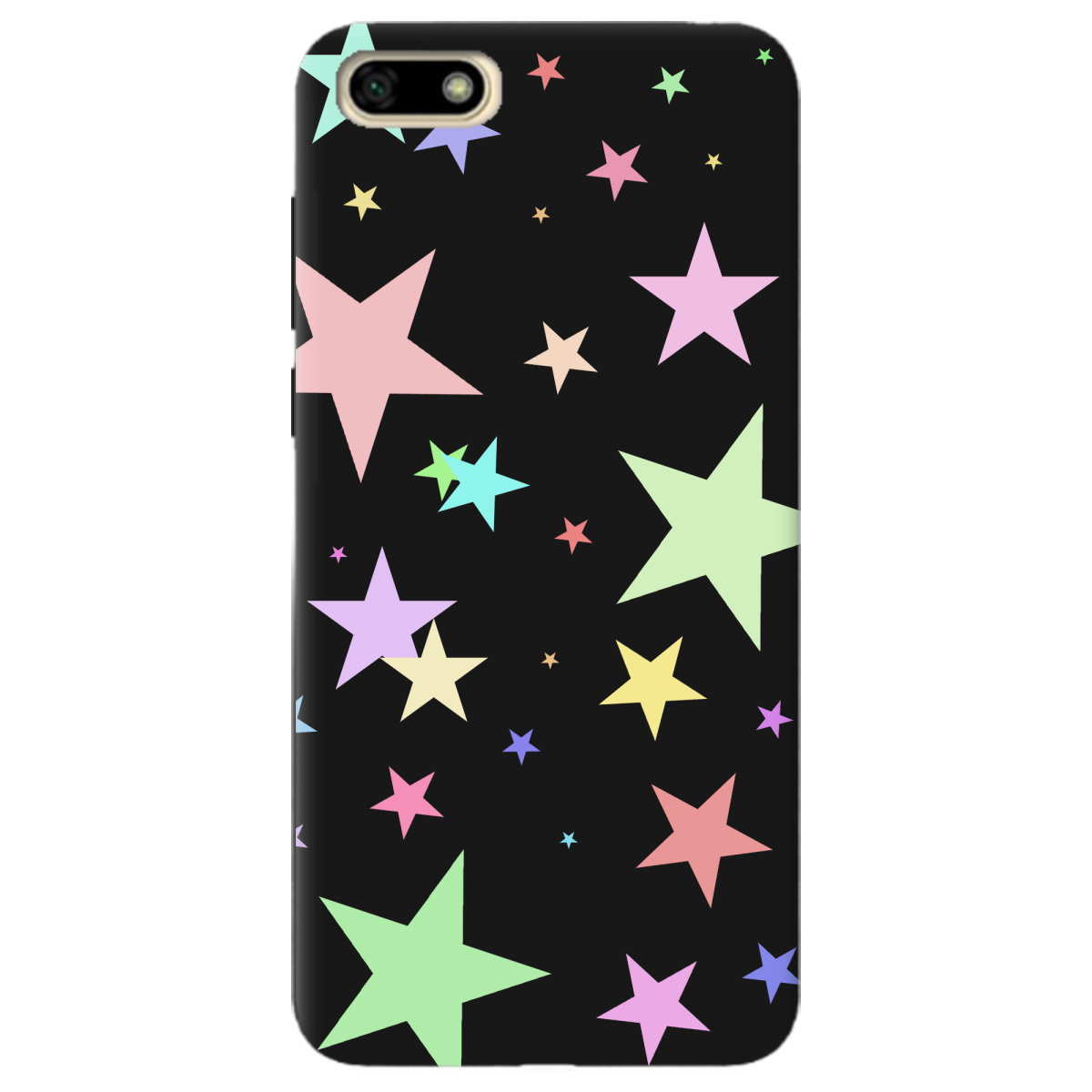 Чохол для Huawei Y5 2018 чорний матовий soft touch Яскраві зірки (black) - фото 1 - Чохли для телефонів