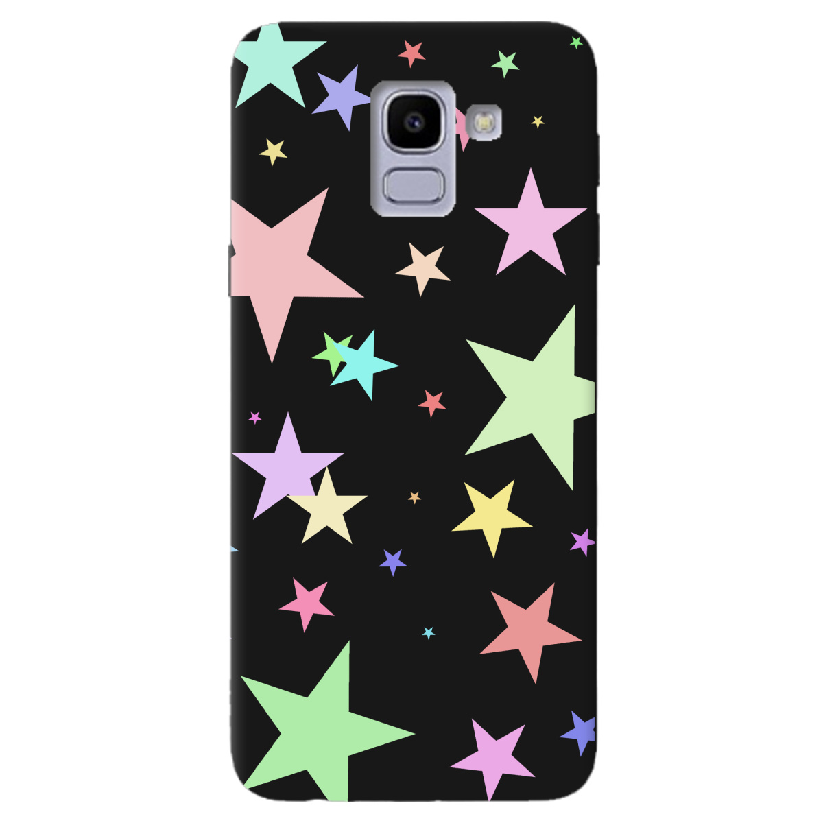 Чохол для Samsung Galaxy J6 2018 чорний матовий soft touch Яскраві зірки (black) - фото 1 - Чохли для телефонів