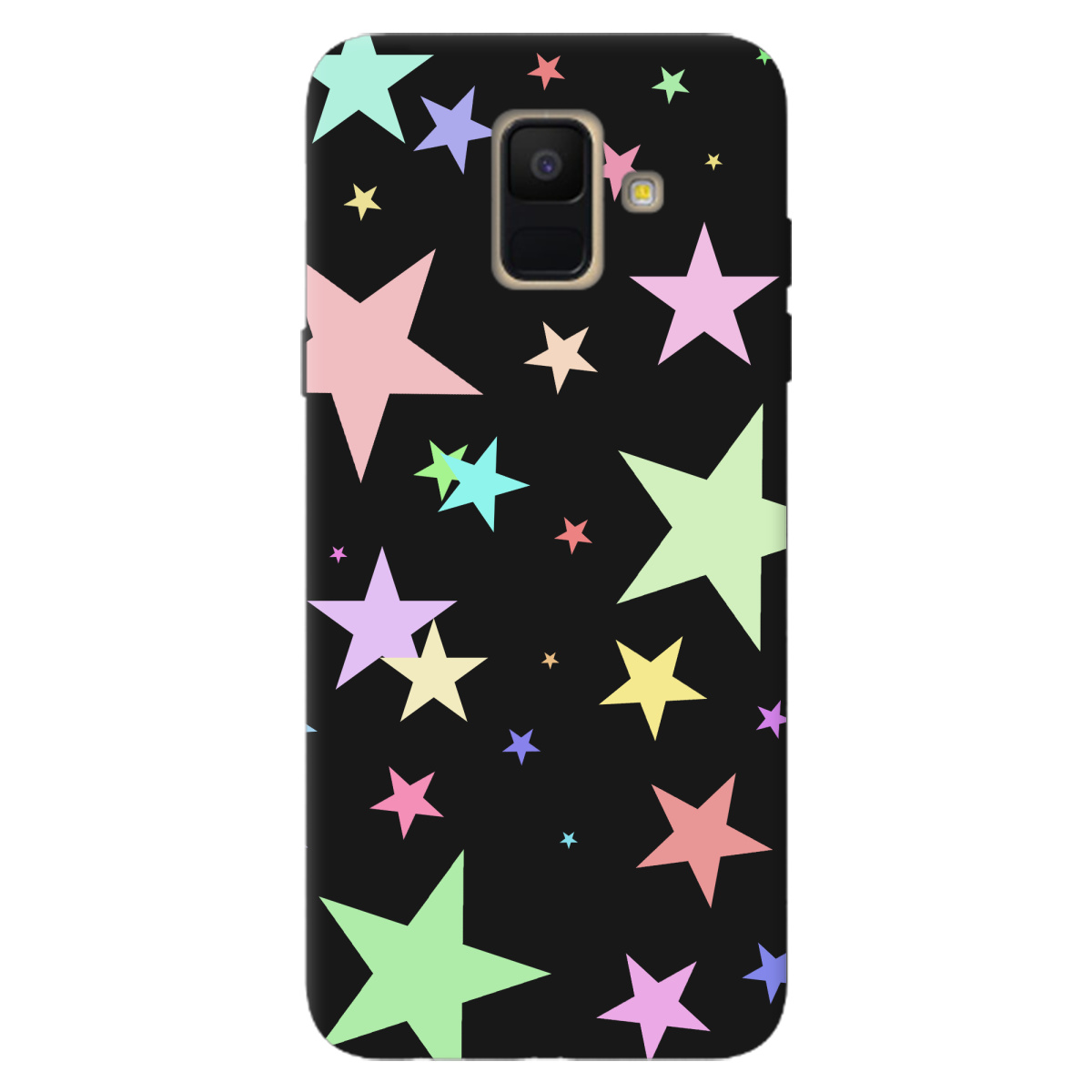 Чехол для Samsung Galaxy A6 2018 черный матовый soft touch Яскраві зірки (black) - фото 1 - Чехлы для телефонов