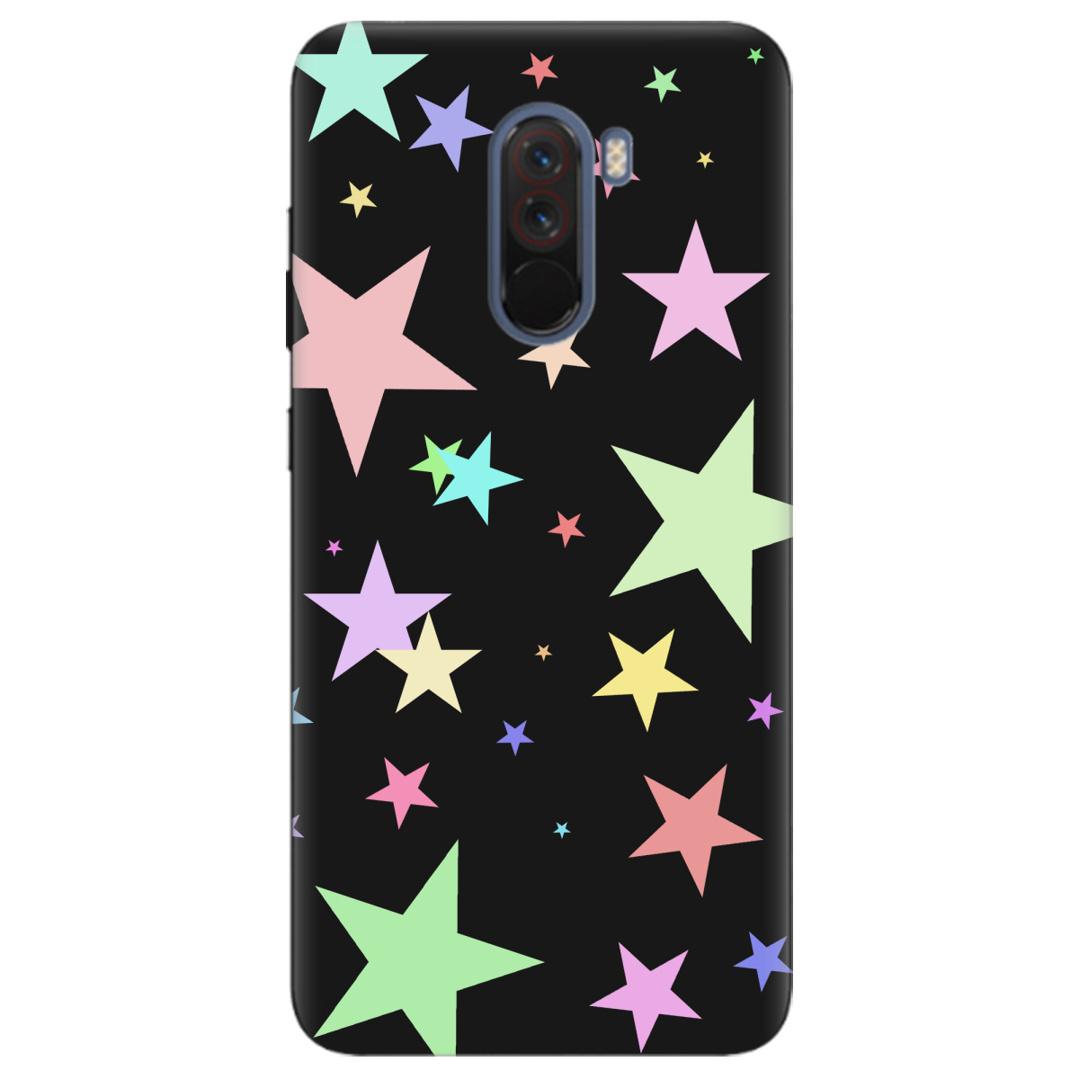 Чохол для Xiaomi Pocophone F1 чорний матовий soft touch Яскраві зірки (black) - фото 1 - Чохли для телефонів