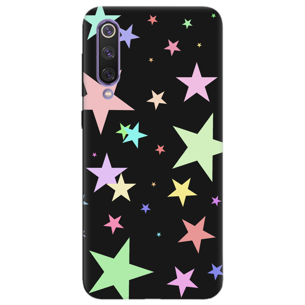 Чехол для Xiaomi Mi 9 SE черный матовый soft touch Яскраві зірки (black) - фото 1 - Чехлы для телефонов