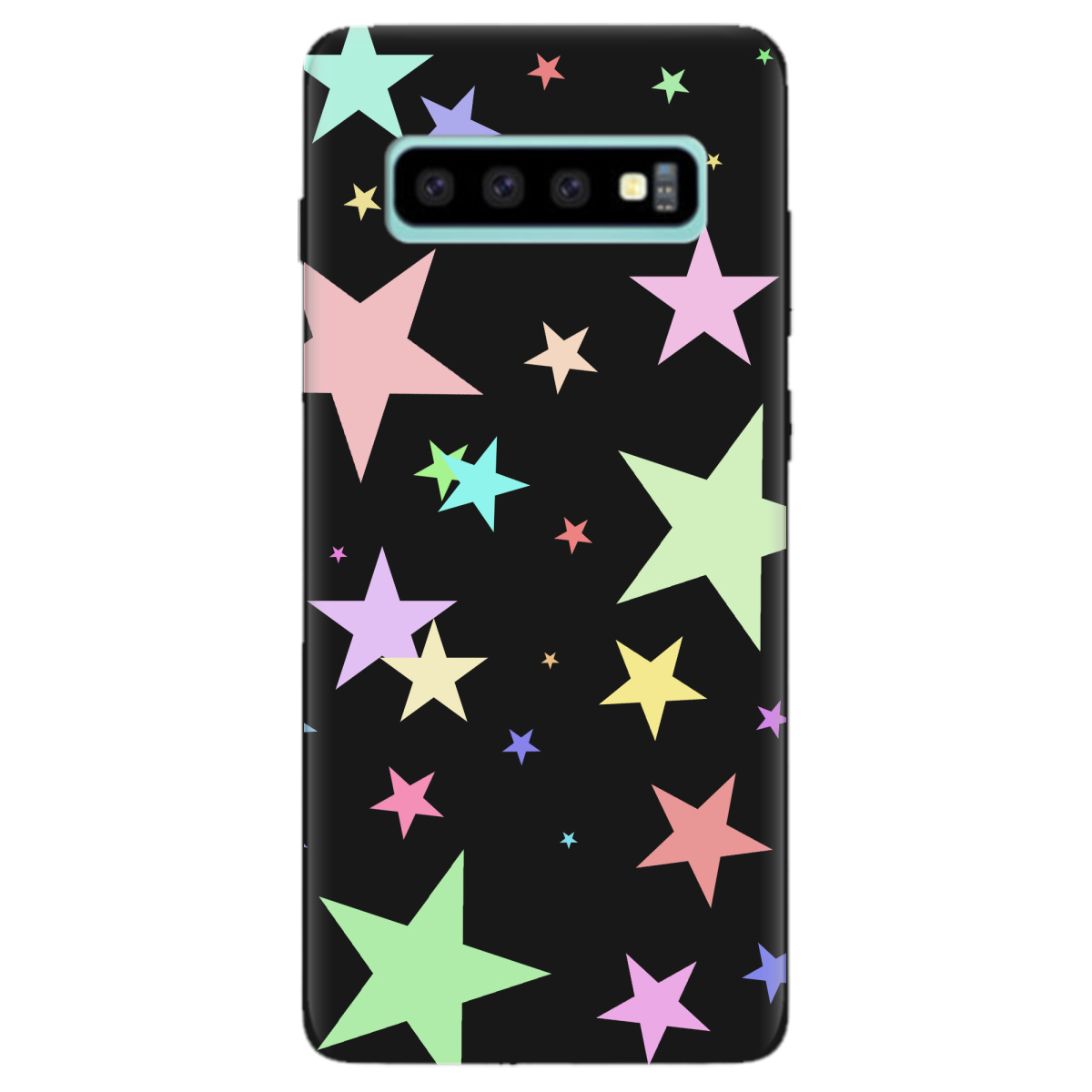 Чохол для Samsung Galaxy S10 Plus чорний матовий soft touch Яскраві зірки (black) - фото 1 Чохол для Samsung Galaxy S10 Plus чорний матовий soft touch Яскраві зірки (black) - фото 1 - Чохли для телефонів