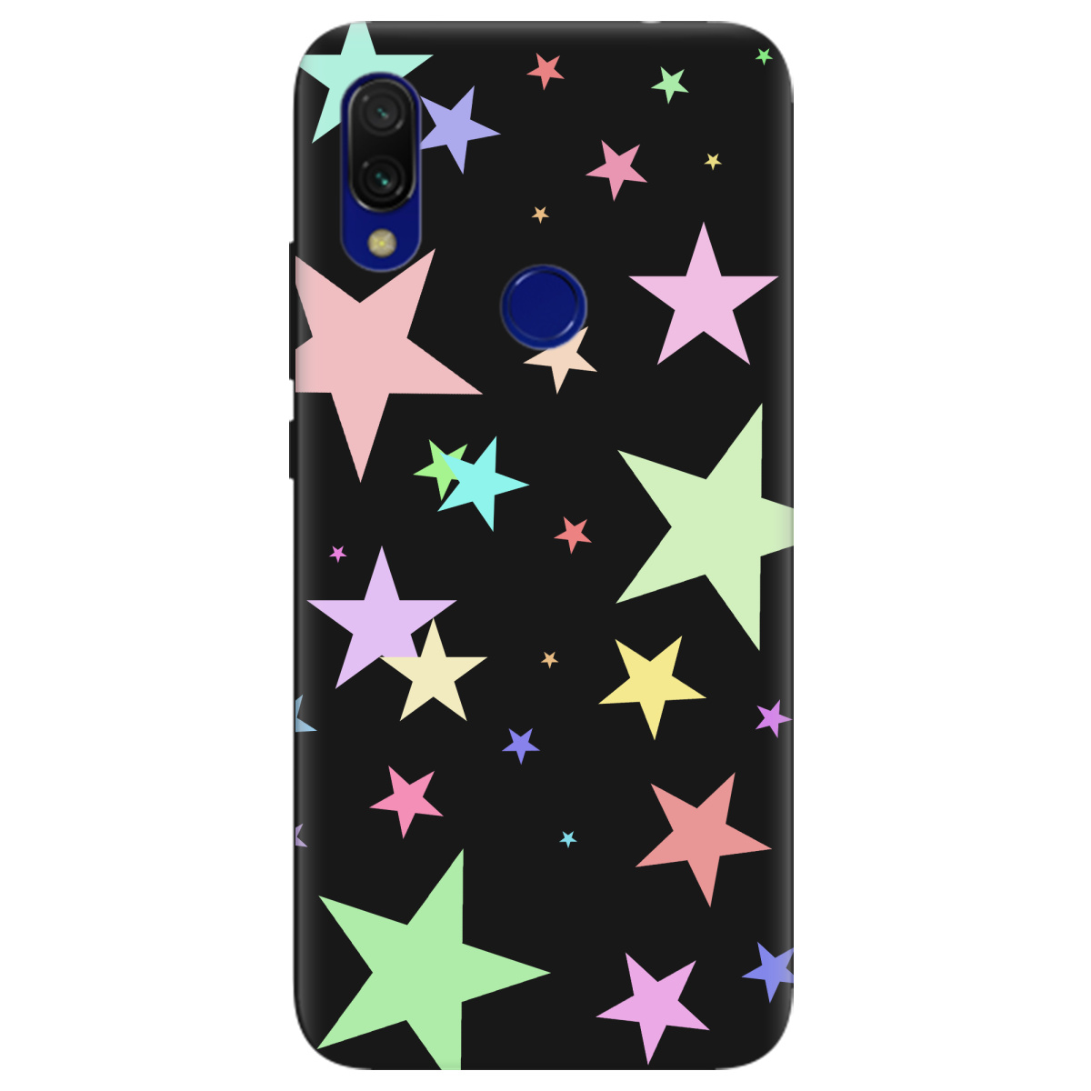 Чохол для Xiaomi Redmi 7 чорний матовий soft touch Яскраві зірки (black) - фото 1 - Чохли для телефонів