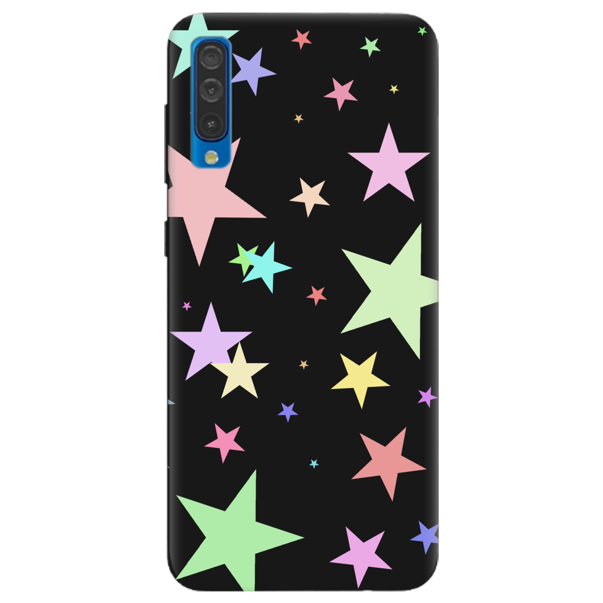 Чехол для Samsung Galaxy A30s черный матовый soft touch Яскраві зірки (black) - фото 1 - Чехлы для телефонов