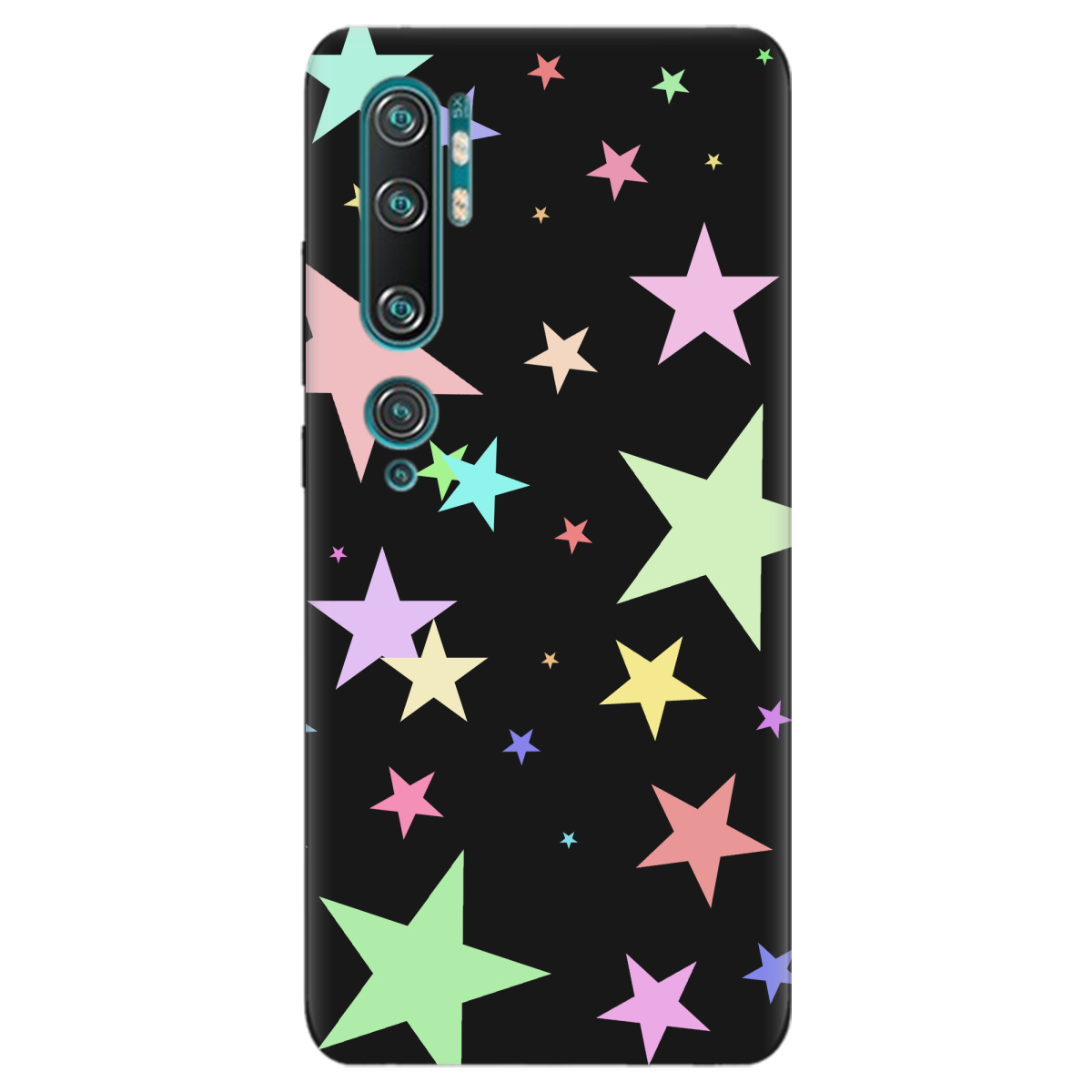 Чохол для Xiaomi Mi Note 10 чорний матовий soft touch Яскраві зірки (black) - фото 1 Чохол для Xiaomi Mi Note 10 чорний матовий soft touch Яскраві зірки (black) - фото 1 - Чохли для телефонів