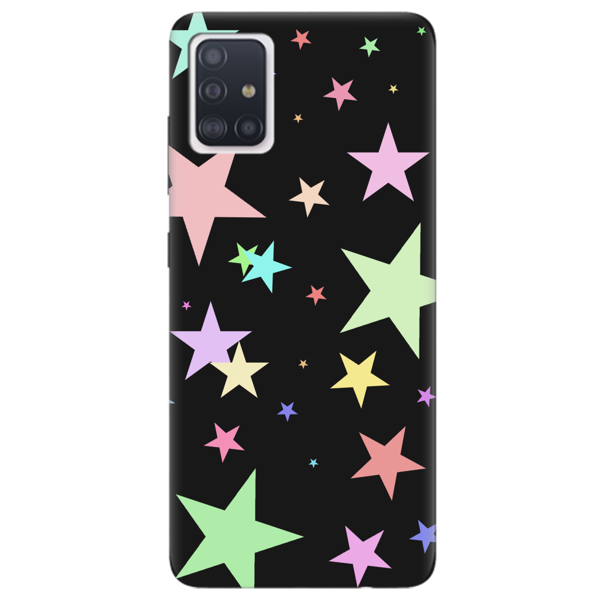 Чехол для Samsung Galaxy A51 черный матовый soft touch Яскраві зірки (black) - фото 1 - Чехлы для телефонов