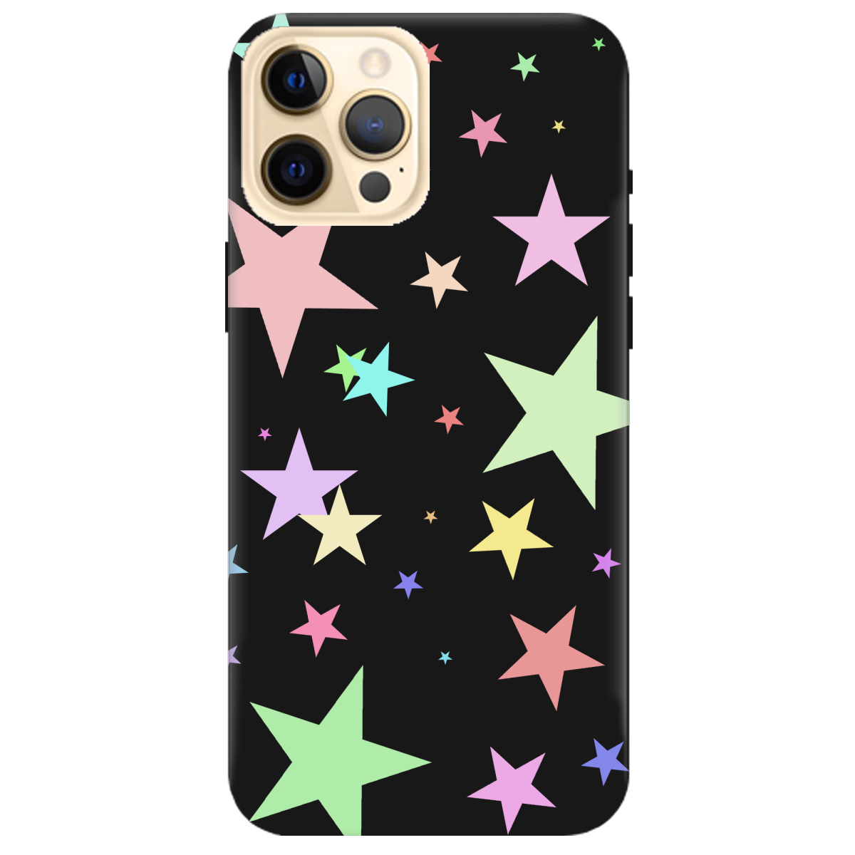 Чохол для Apple iPhone 12 Pro Max чорний матовий soft touch Яскраві зірки (black) - фото 1 - Чохли для телефонів