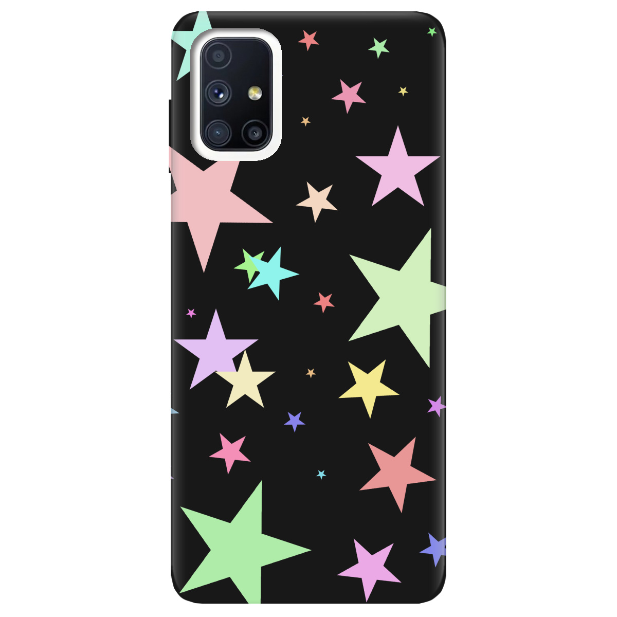 Чехол для Samsung Galaxy M51 черный матовый soft touch Яскраві зірки (black) - фото 1 - Чехлы для телефонов