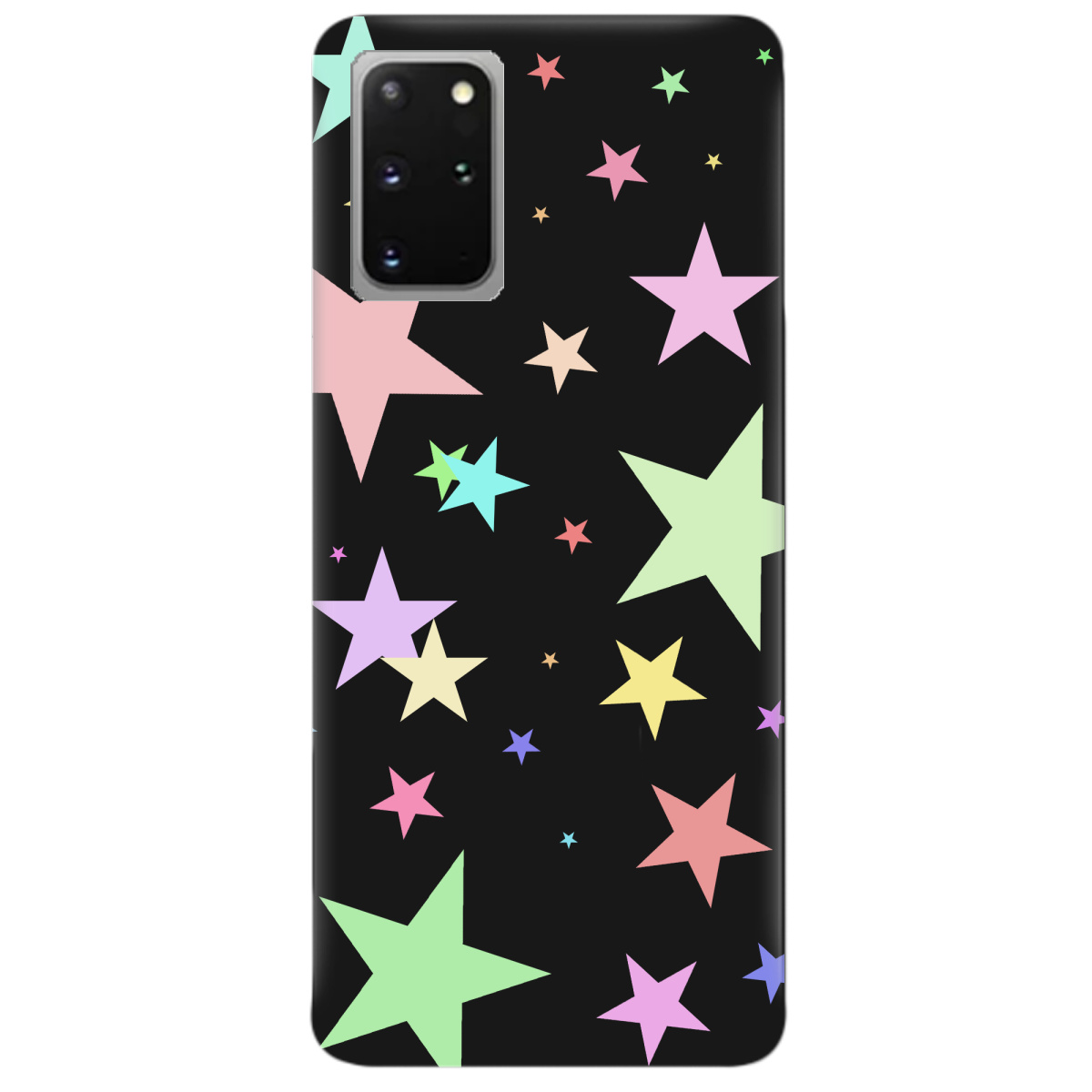 Чохол для Samsung Galaxy S20 Plus чорний матовий soft touch Яскраві зірки (black) - фото 1 Чохол для Samsung Galaxy S20 Plus чорний матовий soft touch Яскраві зірки (black) - фото 1 - Чохли для телефонів