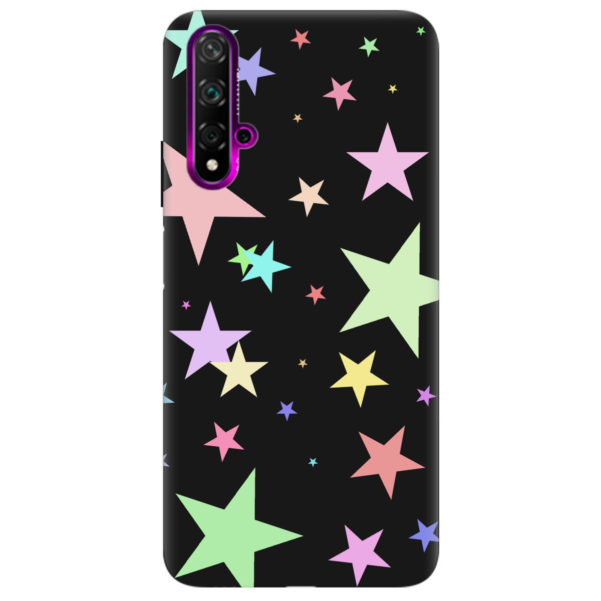 Чохол для Huawei Nova 5T чорний матовий soft touch Яскраві зірки (black) - фото 1 - Чохли для телефонів