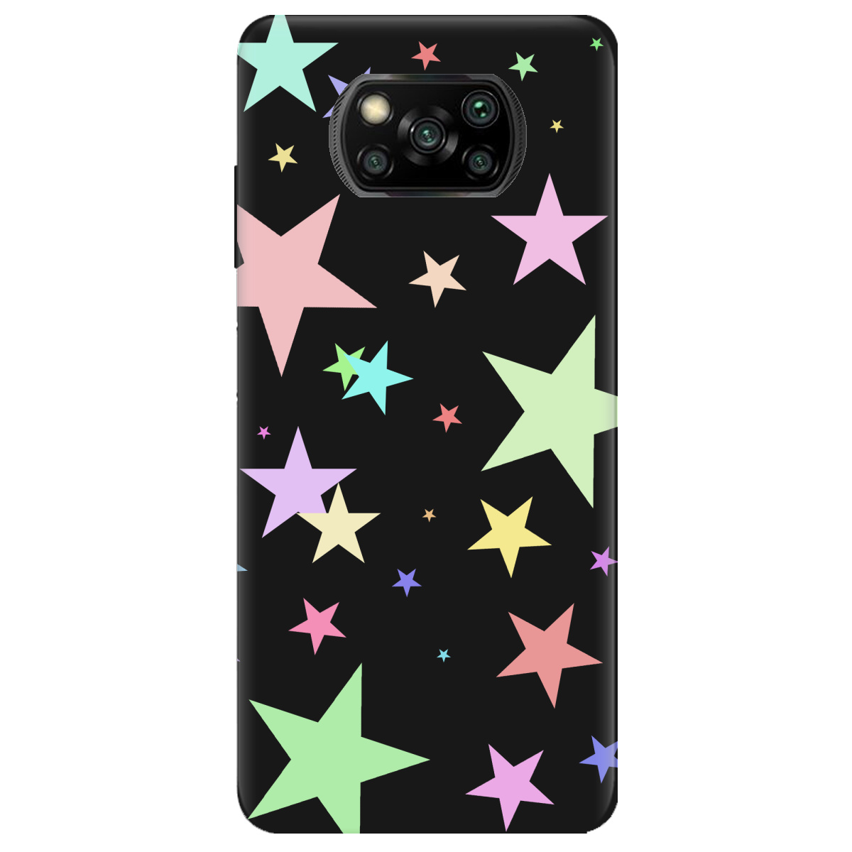 Чехол для Xiaomi Poco X3 черный матовый soft touch Яскраві зірки (black) - фото 1 - Чехлы для телефонов