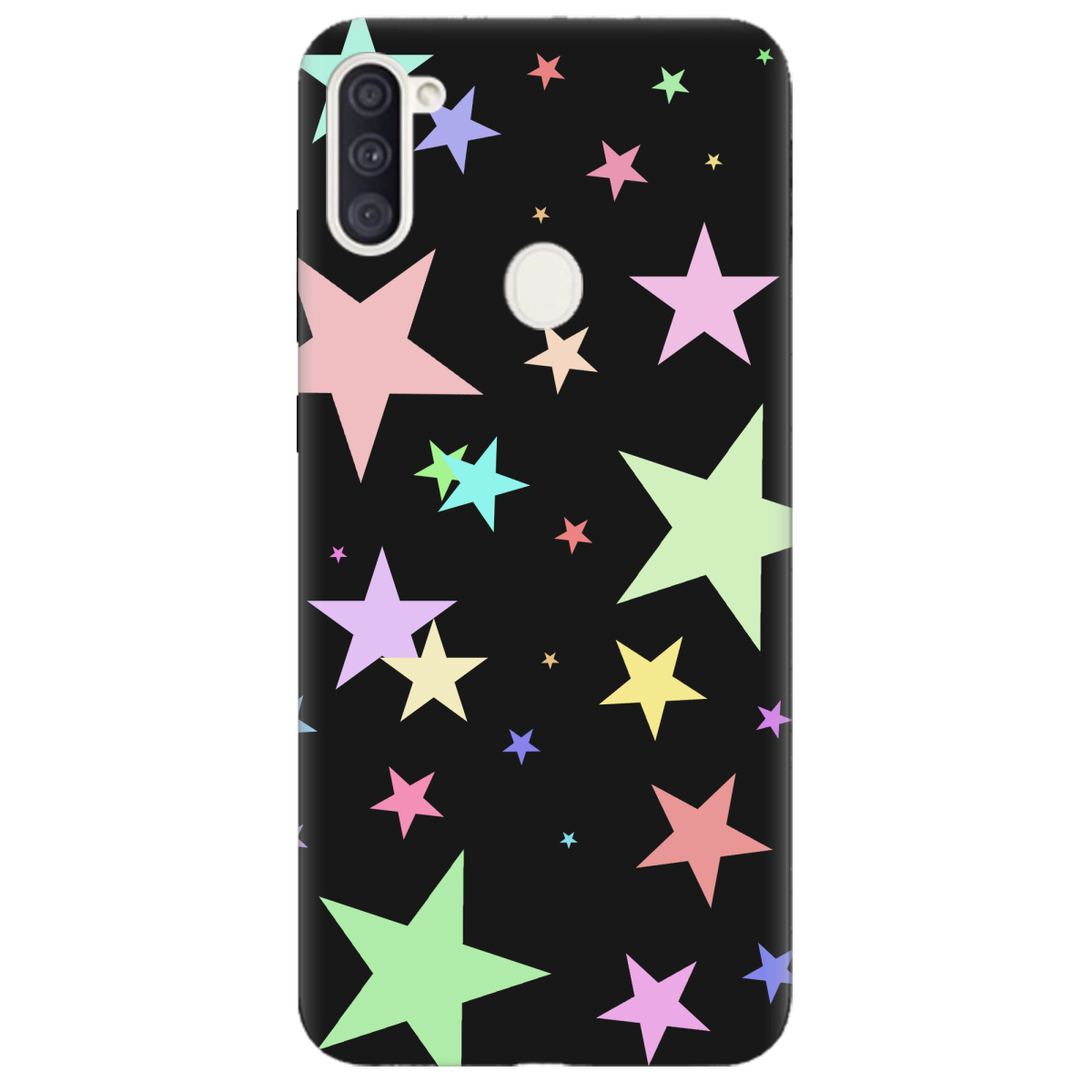 Чохол для Samsung Galaxy M11 чорний матовий soft touch Яскраві зірки (black) - фото 1 - Чохли для телефонів
