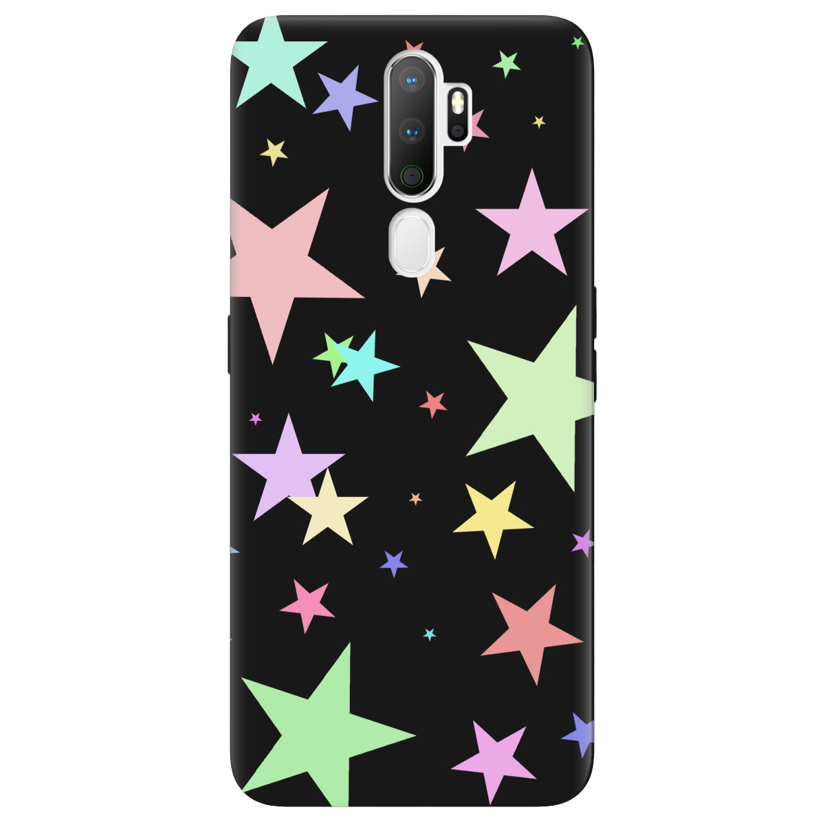 Чехол для Oppo A5 2020/A9 2020 черный матовый soft touch Яскраві зірки (black) - фото 1 Чехол для Oppo A5 2020/A9 2020 черный матовый soft touch Яскраві зірки (black) - фото 1 - Чехлы для телефонов