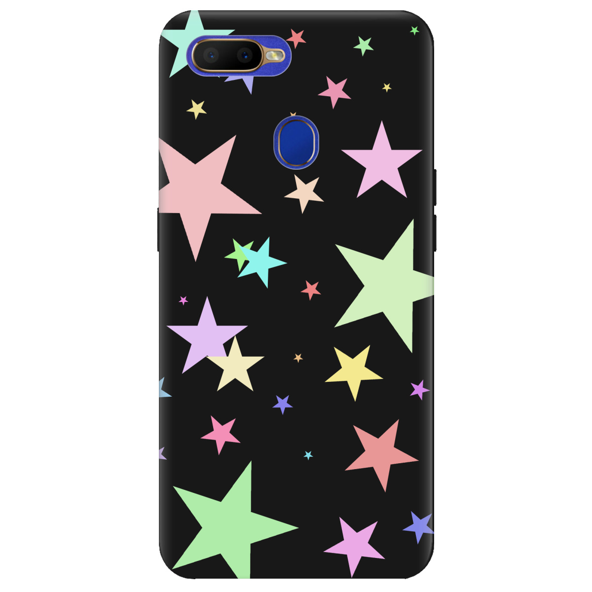 Чехол для Oppo A5s черный матовый soft touch Яскраві зірки (black) - фото 1 Чехол для Oppo A5s черный матовый soft touch Яскраві зірки (black) - фото 1 - Чехлы для телефонов