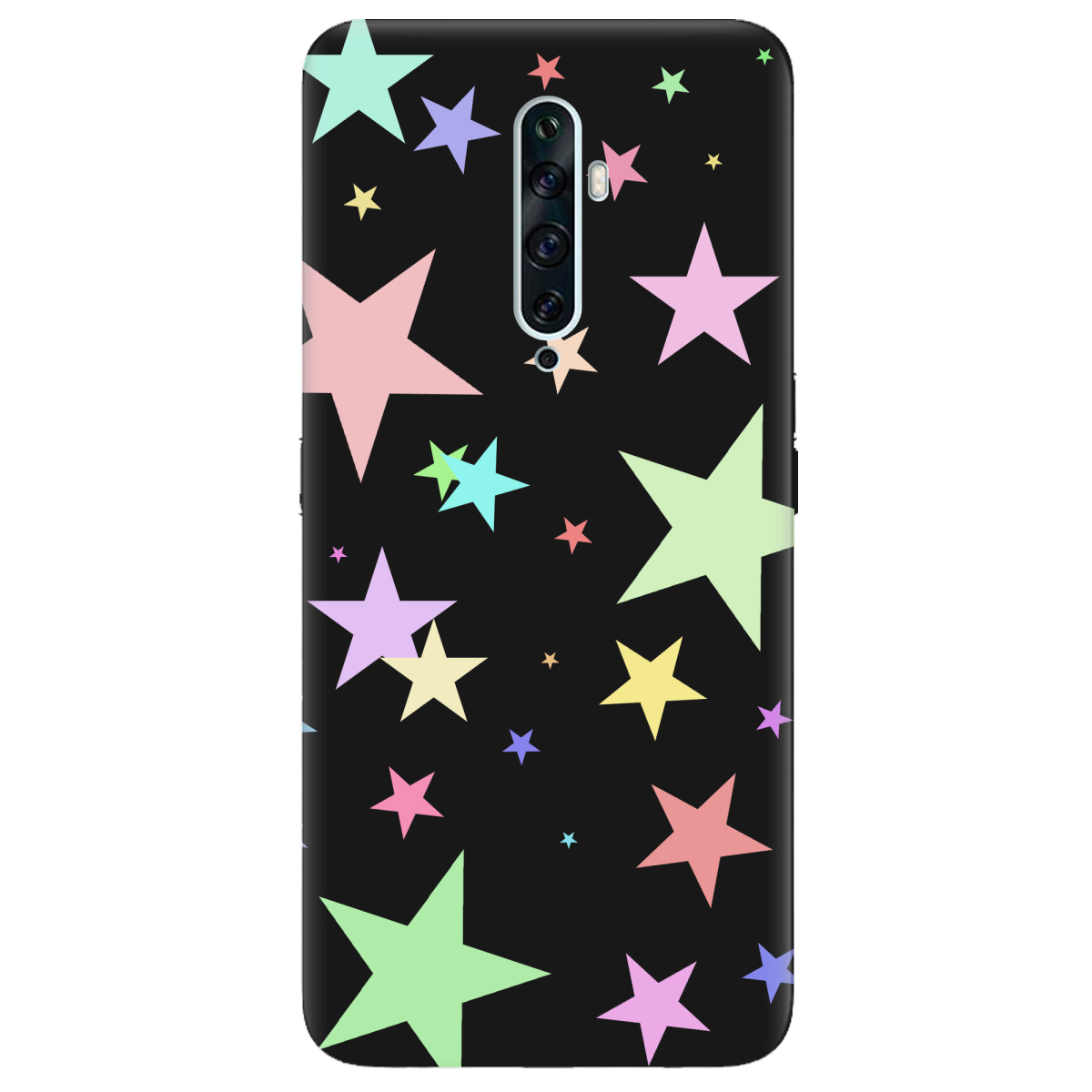 Чохол для Oppo Reno 2 чорний матовий soft touch Яскраві зірки (black) - фото 1 - Чохли для телефонів