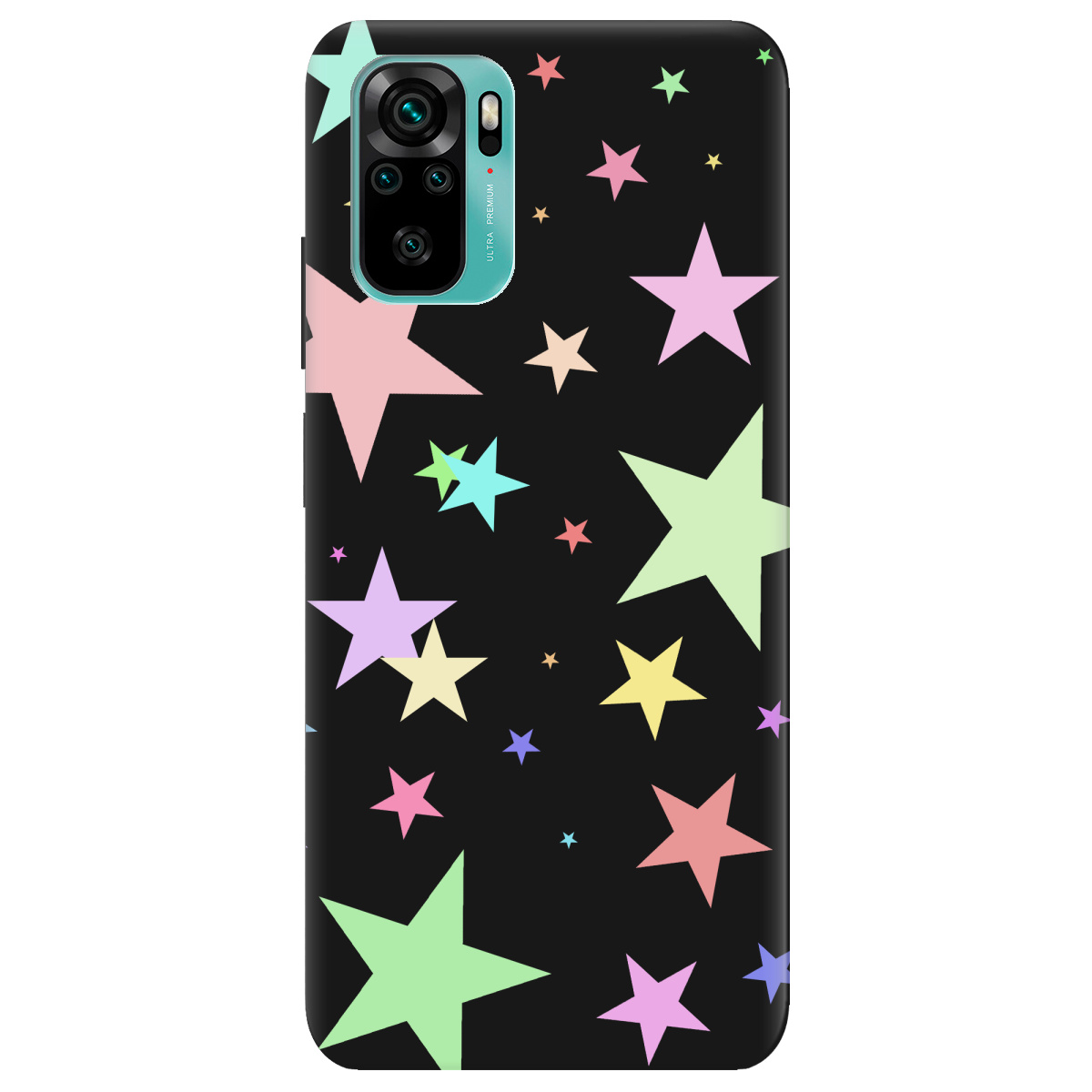 Чохол для Xiaomi Redmi Note 10s чорний матовий soft touch Яскраві зірки (black) - фото 1 Чохол для Xiaomi Redmi Note 10s чорний матовий soft touch Яскраві зірки (black) - фото 1 - Чохли для телефонів