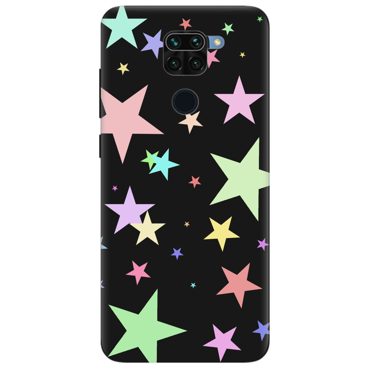 Чехол для Xiaomi Redmi Note 9 черный матовый soft touch Яскраві зірки (black) - фото 1 - Чехлы для телефонов