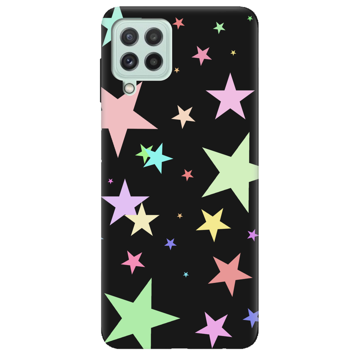 Чохол для Samsung Galaxy M32 чорний матовий soft touch Яскраві зірки (black) - фото 1 - Чохли для телефонів