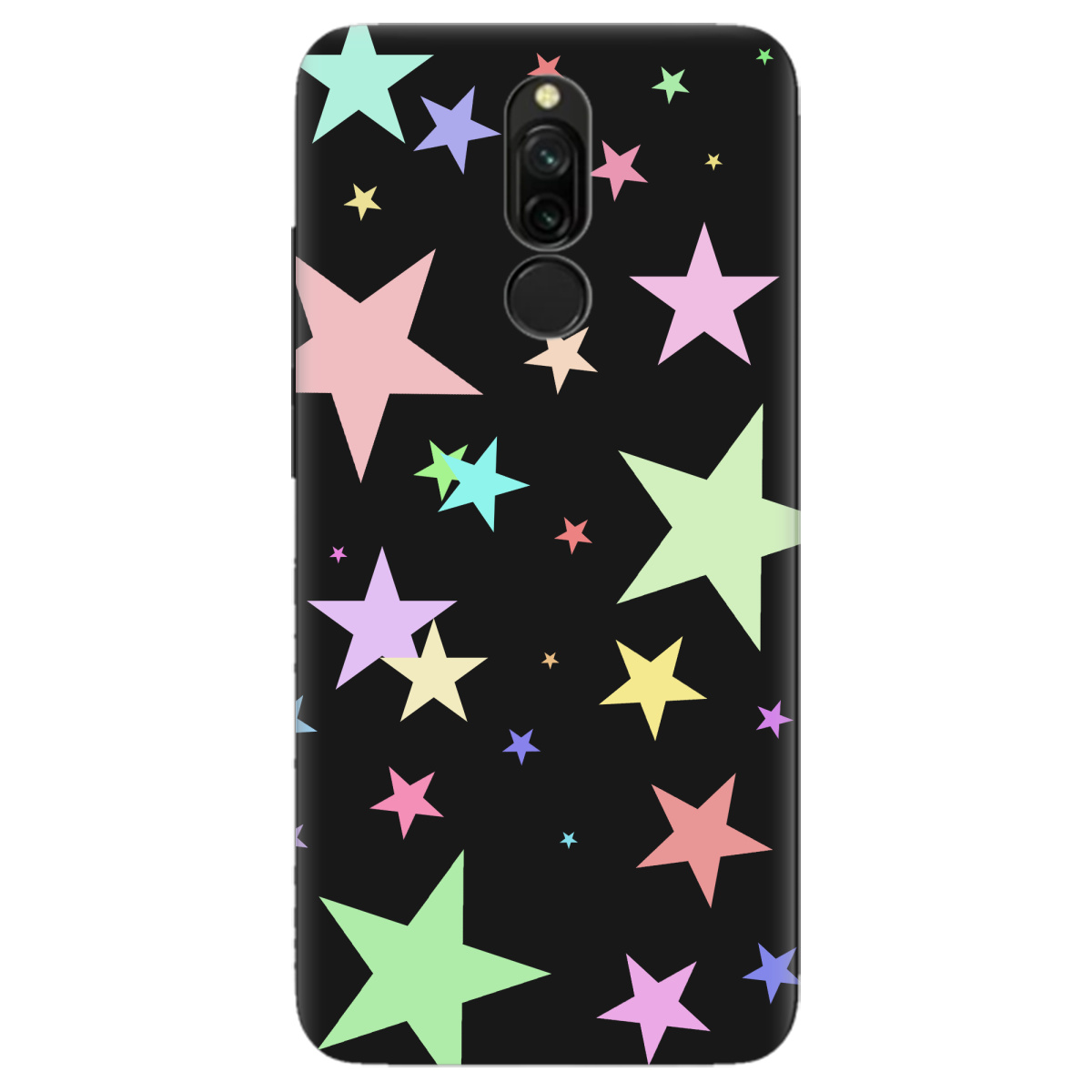 Чехол для Xiaomi Redmi 8 черный матовый soft touch Яскраві зірки (black) - фото 1 - Чехлы для телефонов