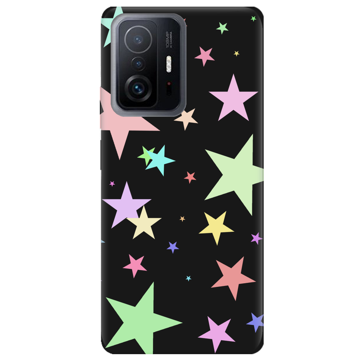 Чехол для Xiaomi 11T черный матовый soft touch Яскраві зірки (black) - фото 1 - Чехлы для телефонов