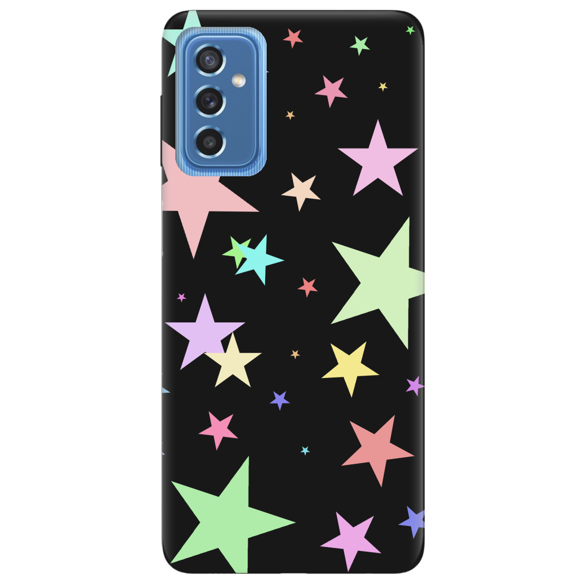 Чехол для Samsung Galaxy M52 черный матовый soft touch Яскраві зірки (black) - фото 1 Чехол для Samsung Galaxy M52 черный матовый soft touch Яскраві зірки (black) - фото 1 - Чехлы для телефонов