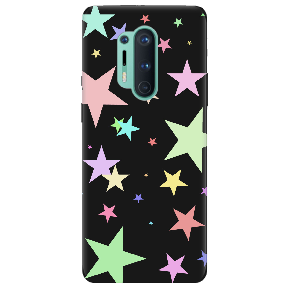 Чохол для OnePlus 8 Pro чорний матовий soft touch Яскраві зірки (black) - фото 1 Чохол для OnePlus 8 Pro чорний матовий soft touch Яскраві зірки (black) - фото 1 - Чохли для телефонів