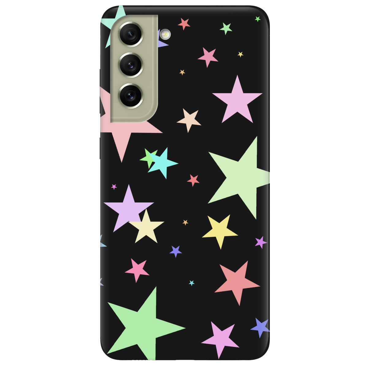 Чехол для Samsung Galaxy S21 FE черный матовый soft touch Яскраві зірки (black) - фото 1 - Чехлы для телефонов