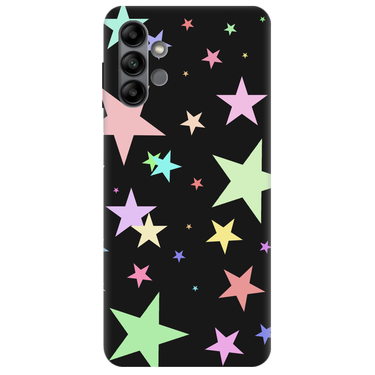 Чехол для Samsung Galaxy A04s черный матовый soft touch Яскраві зірки (black) - фото 1 - Чехлы для телефонов
