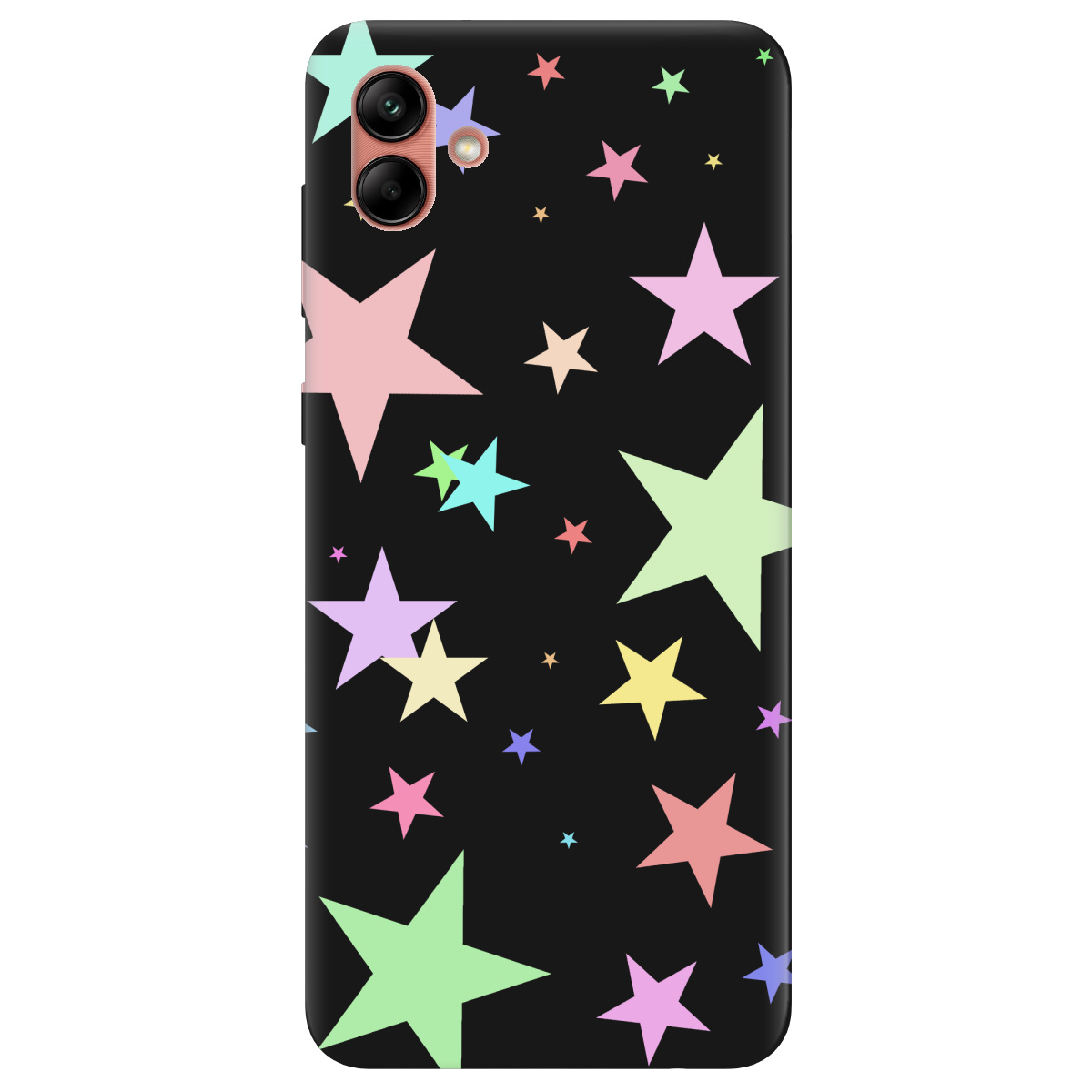 Чохол для Samsung Galaxy A04 чорний матовий soft touch Яскраві зірки (black) - фото 1 - Чохли для телефонів