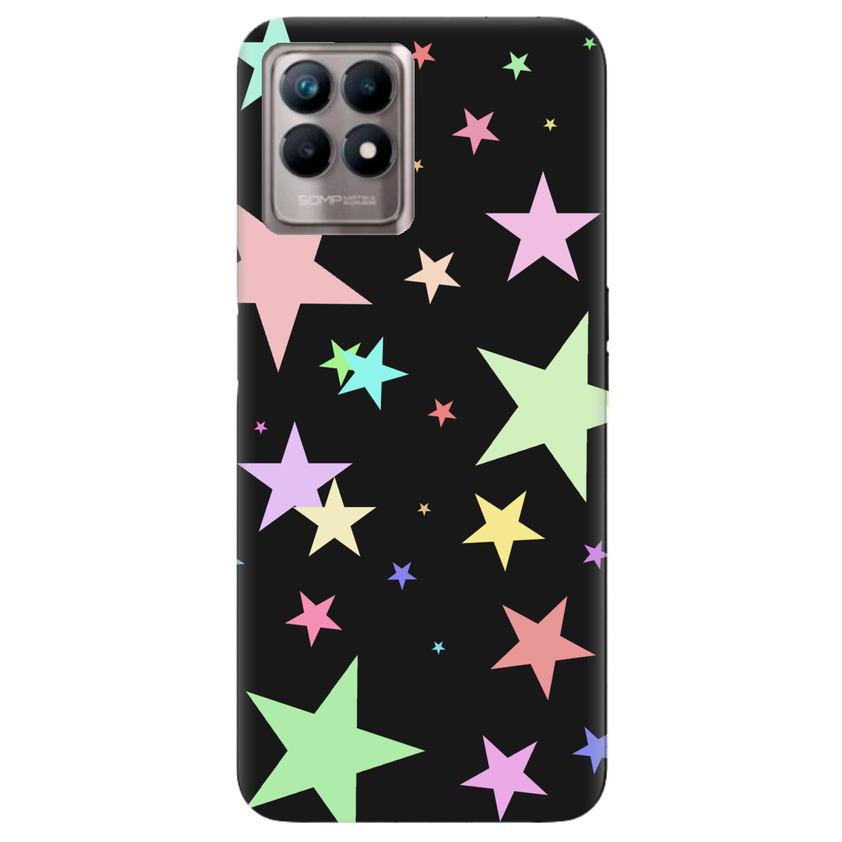 Чохол для Realme 8i чорний матовий soft touch Яскраві зірки (black) - фото 1 - Чохли для телефонів