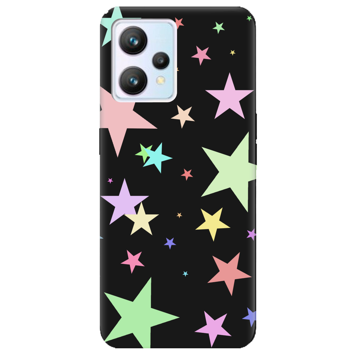 Чохол для Realme 9 чорний матовий soft touch Яскраві зірки (black) - фото 1 - Чохли для телефонів