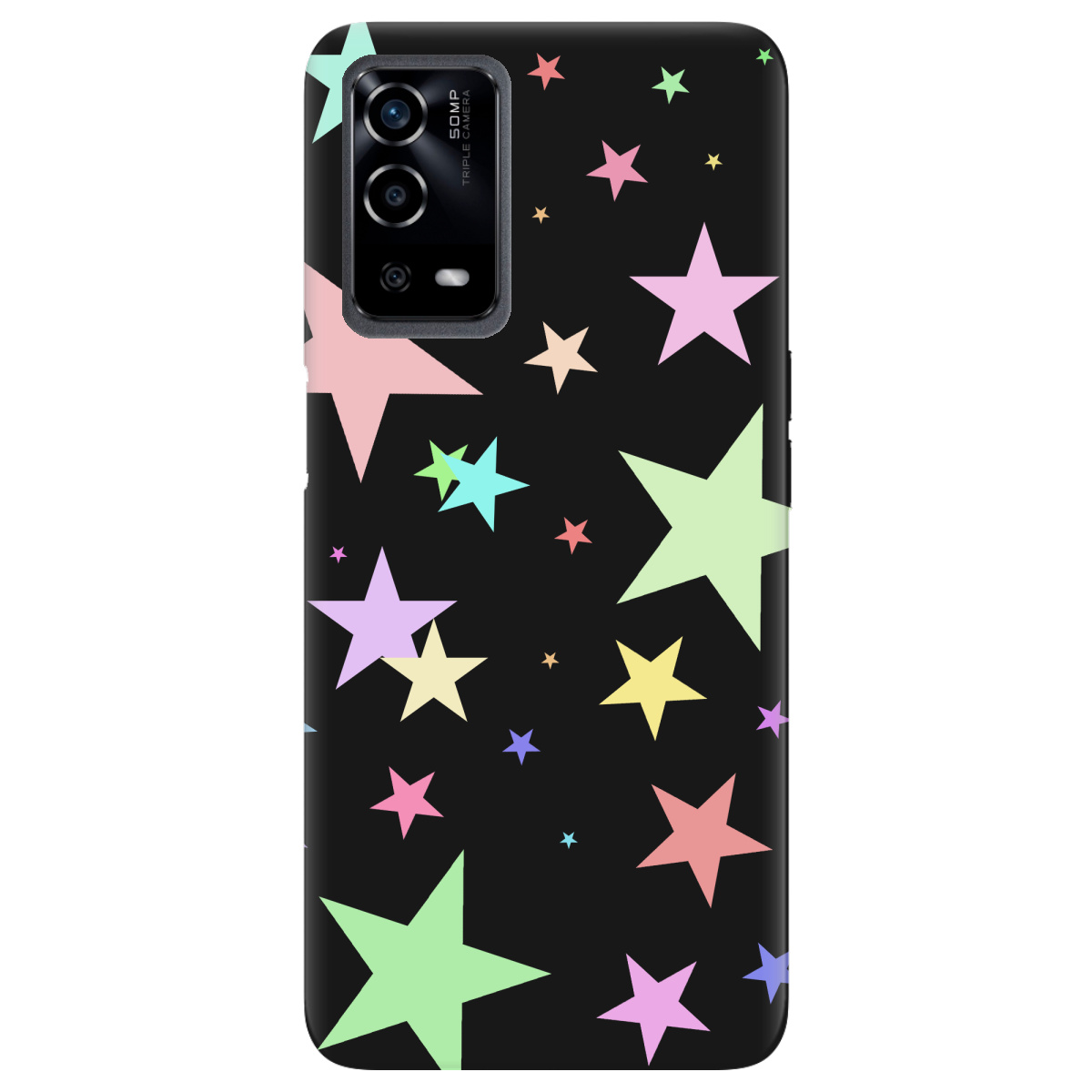 Чохол для Oppo A55 чорний матовий soft touch Яскраві зірки (black) - фото 1 - Чохли для телефонів