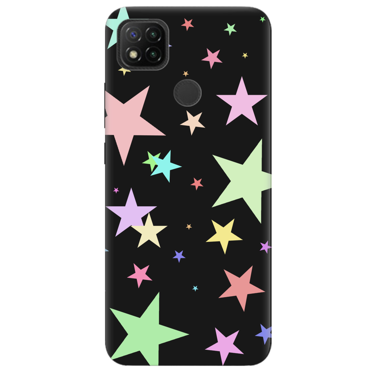 Чехол для Xiaomi Redmi 10A черный матовый soft touch Яскраві зірки (black) - фото 1 - Чехлы для телефонов